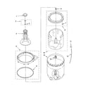 Whirlpool 1CWTW5505VQ0 agitator, basket and tub parts diagram