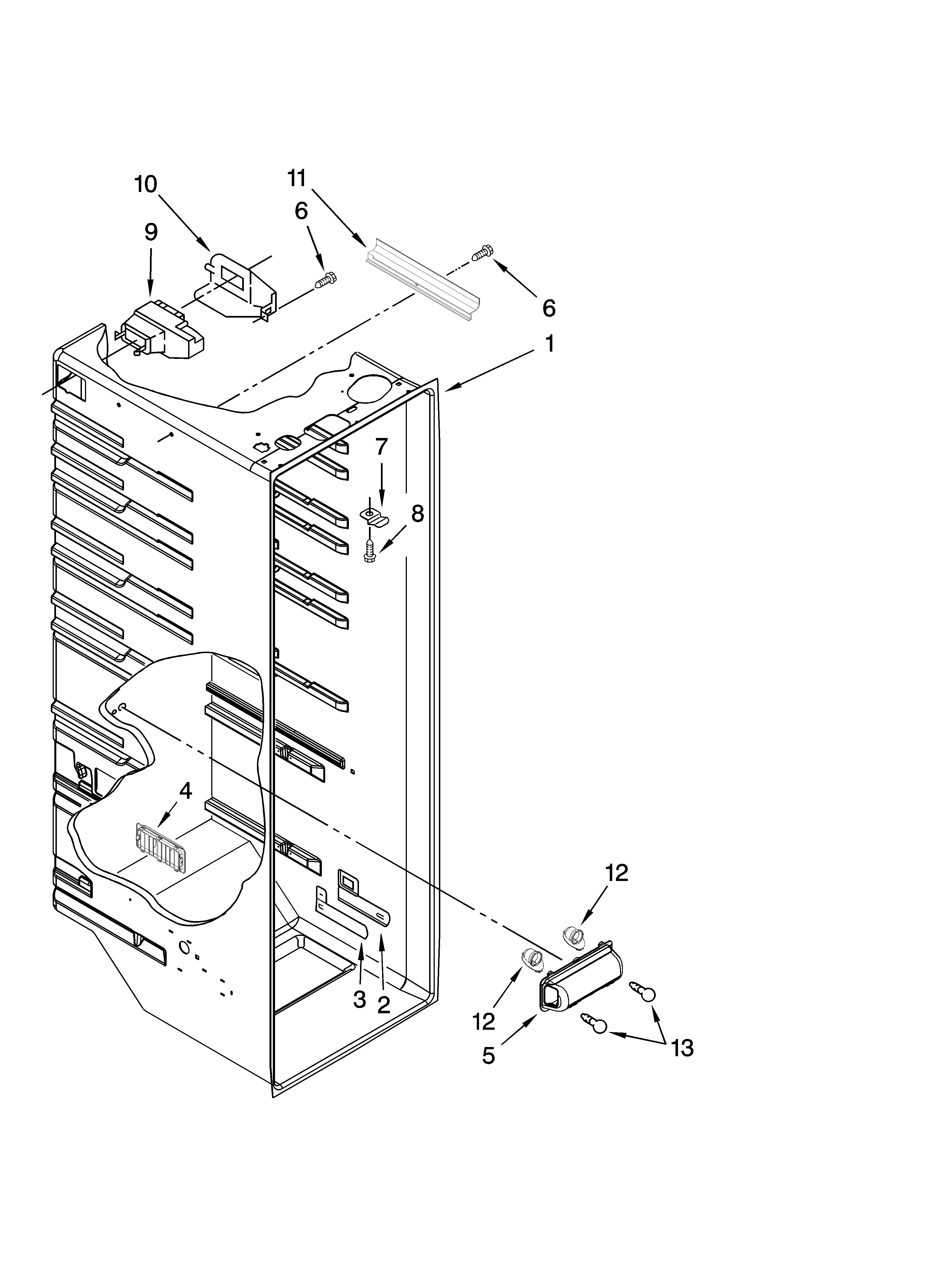 Whirlpool 6ED2FHKXVQ01 refrigerator liner parts diagram
