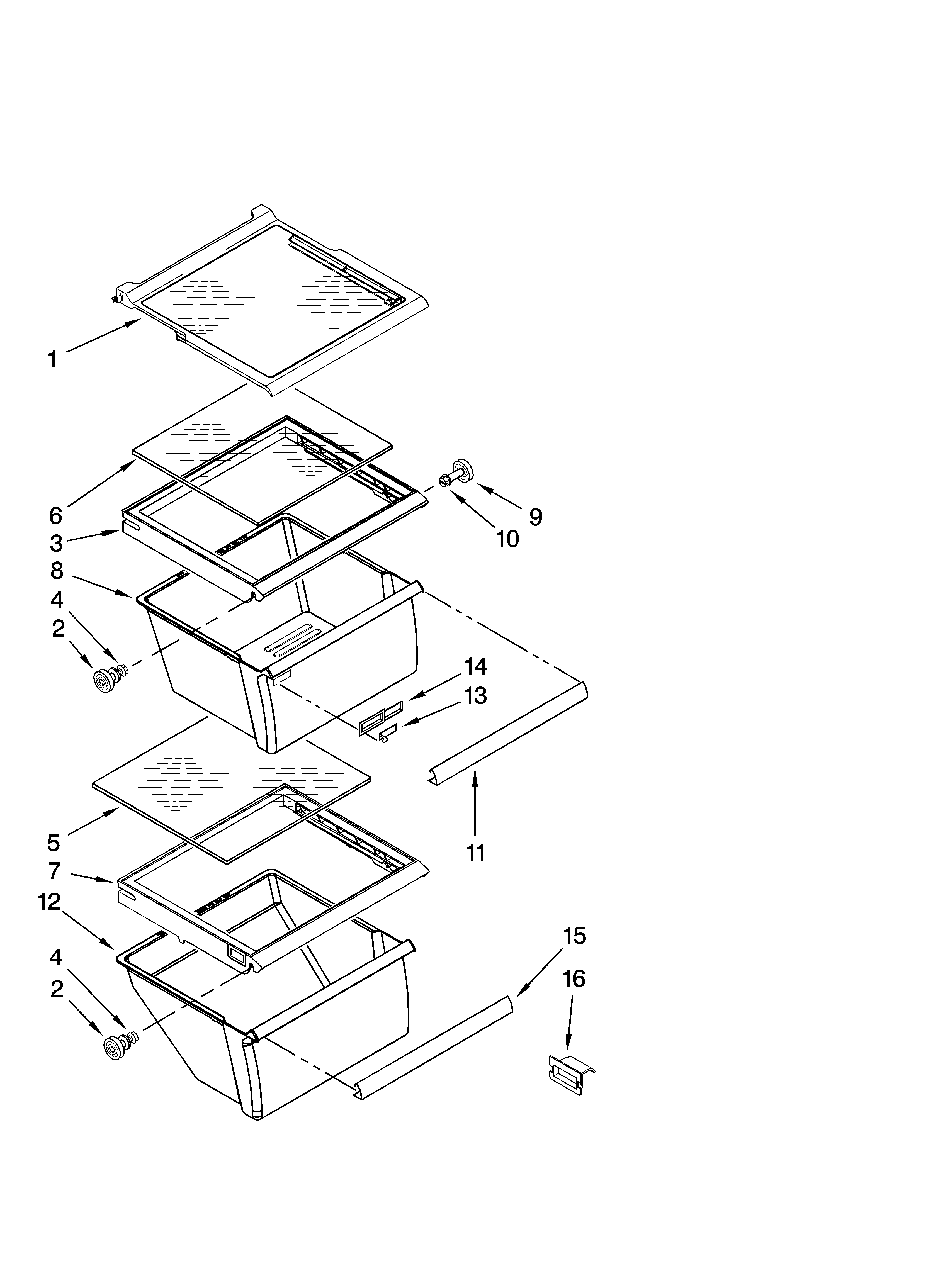 Whirlpool 6ED2FHKXVQ01 refrigerator shelf parts diagram