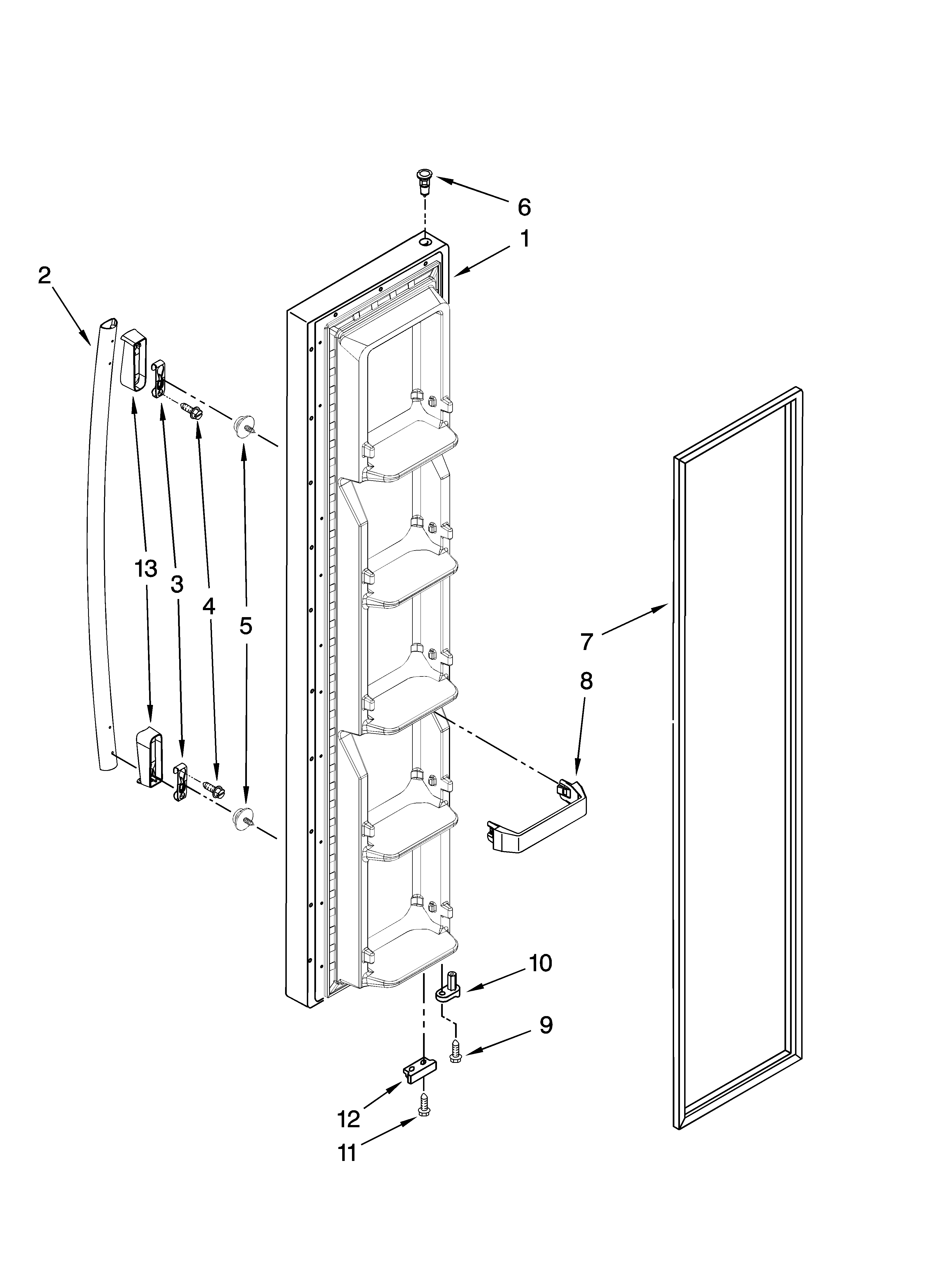 Whirlpool 6ED2FHKXVQ01 freezer door parts diagram