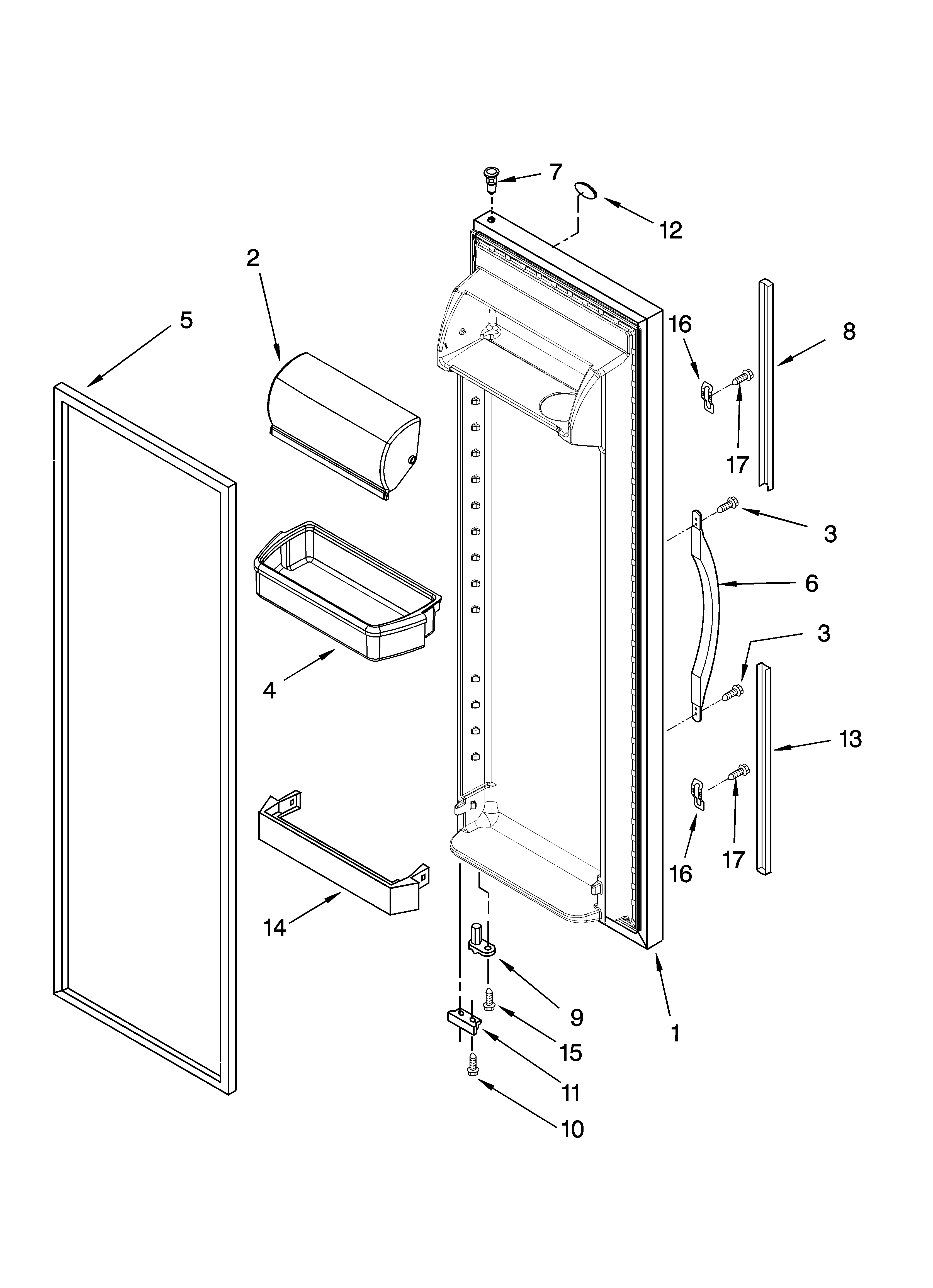 Whirlpool ED5CHQXVQ01 refrigerator door parts diagram
