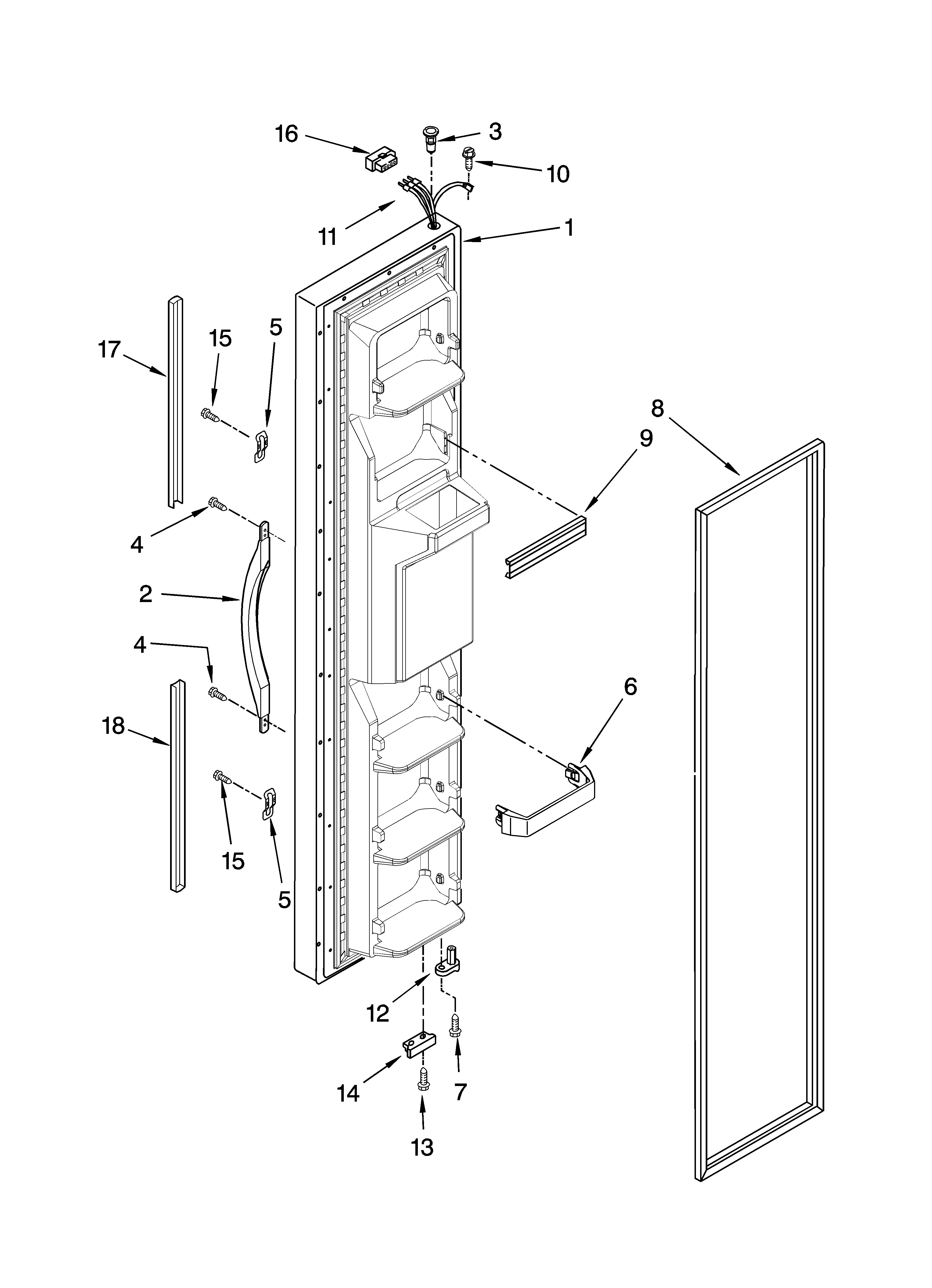 Whirlpool ED5CHQXVQ01 freezer door parts diagram