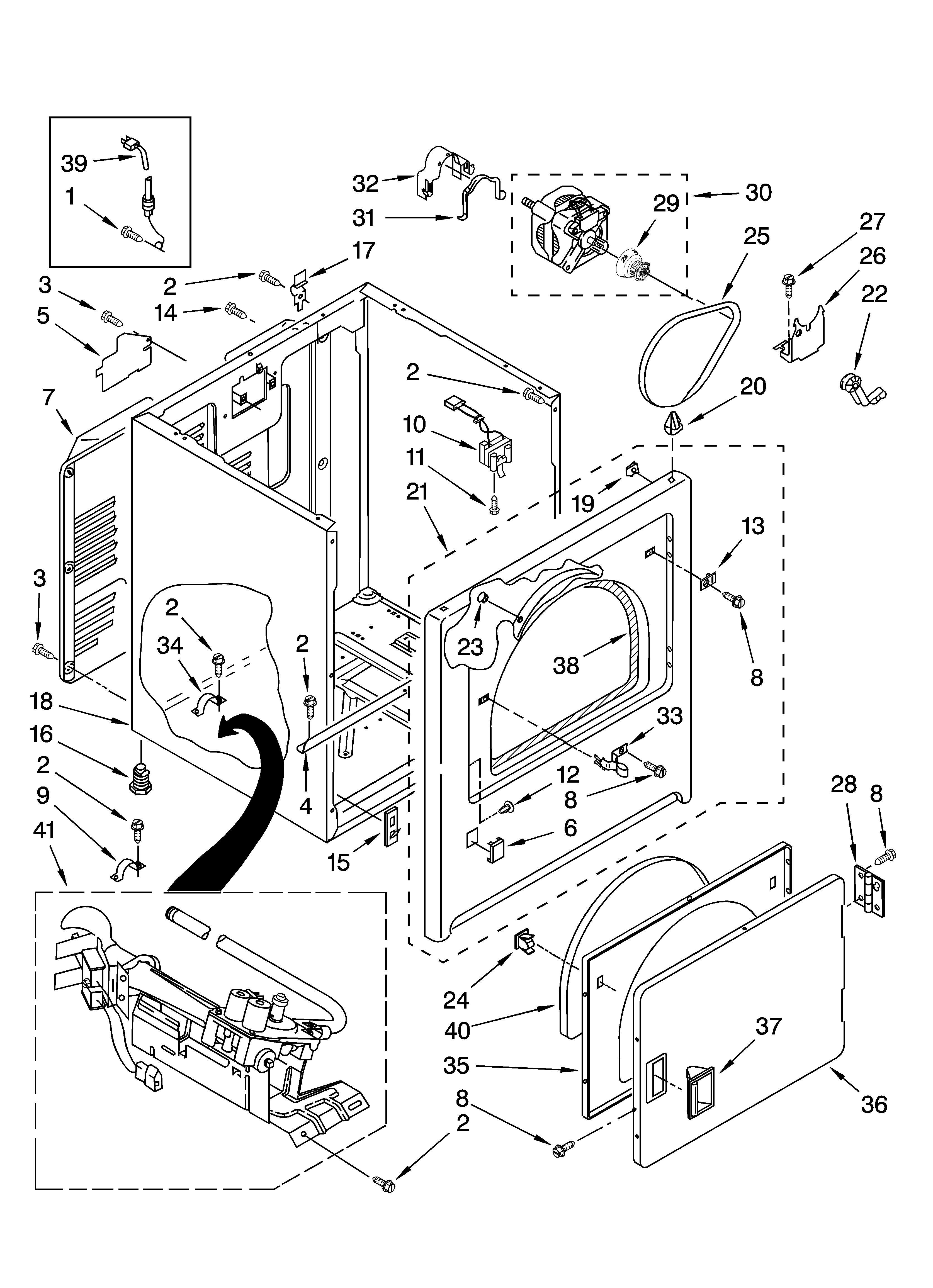 Roper RGD4440VQ0 cabinet parts diagram