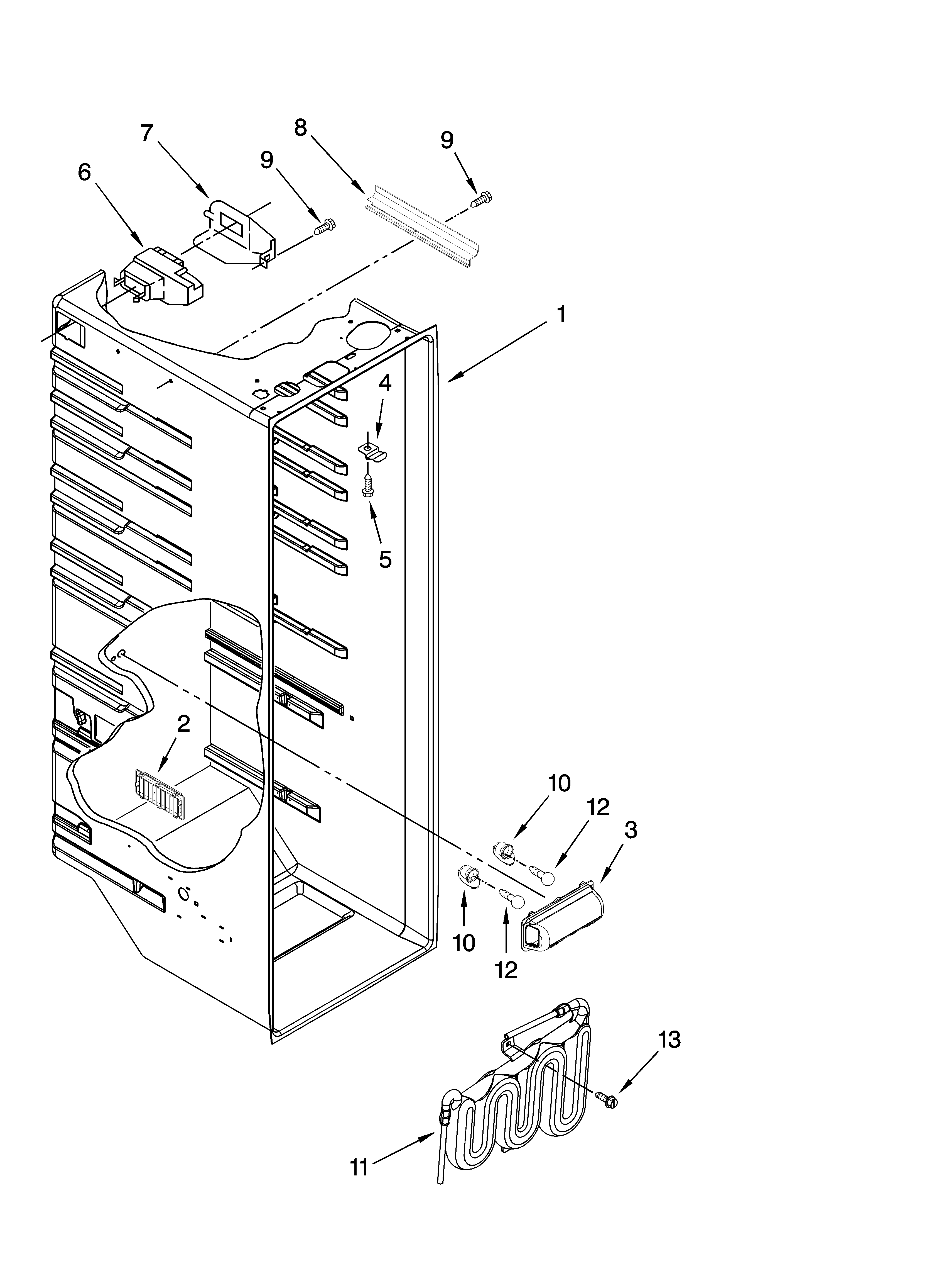 Estate TS25CGXTD01 refrigerator liner parts diagram