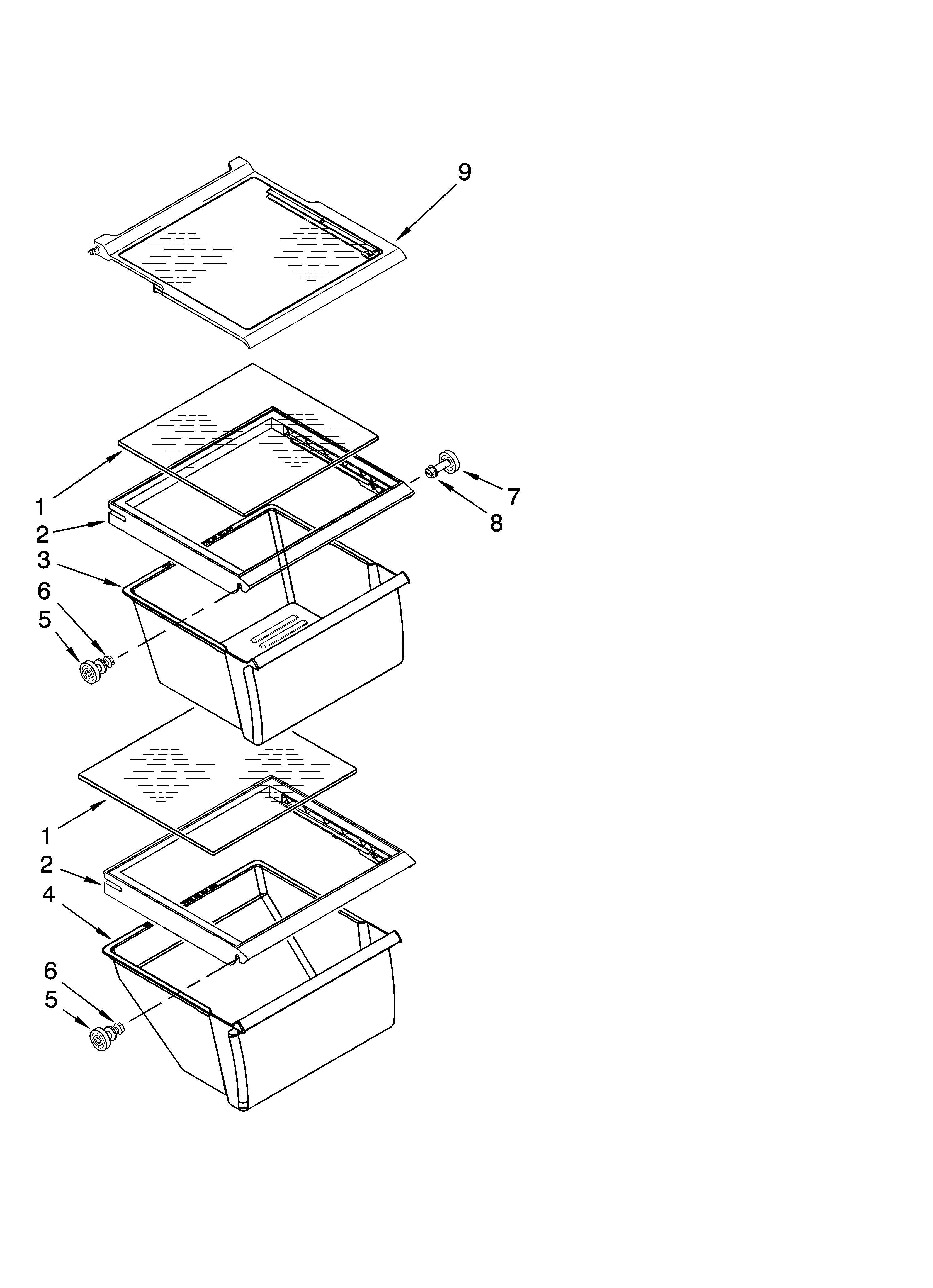 Estate TS25CGXTD01 refrigerator shelf parts diagram
