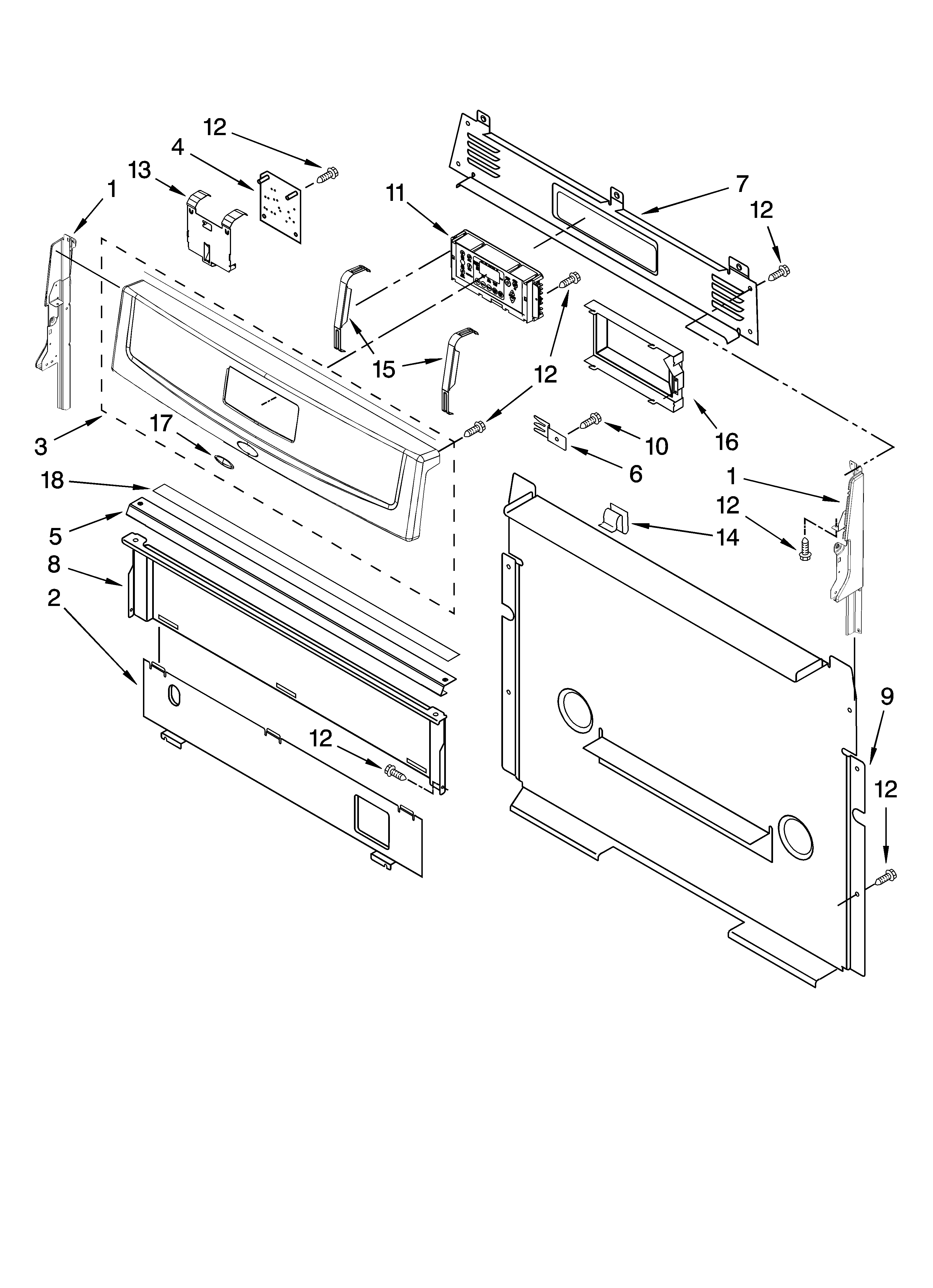 Whirlpool WFG381LVB0 control panel parts diagram