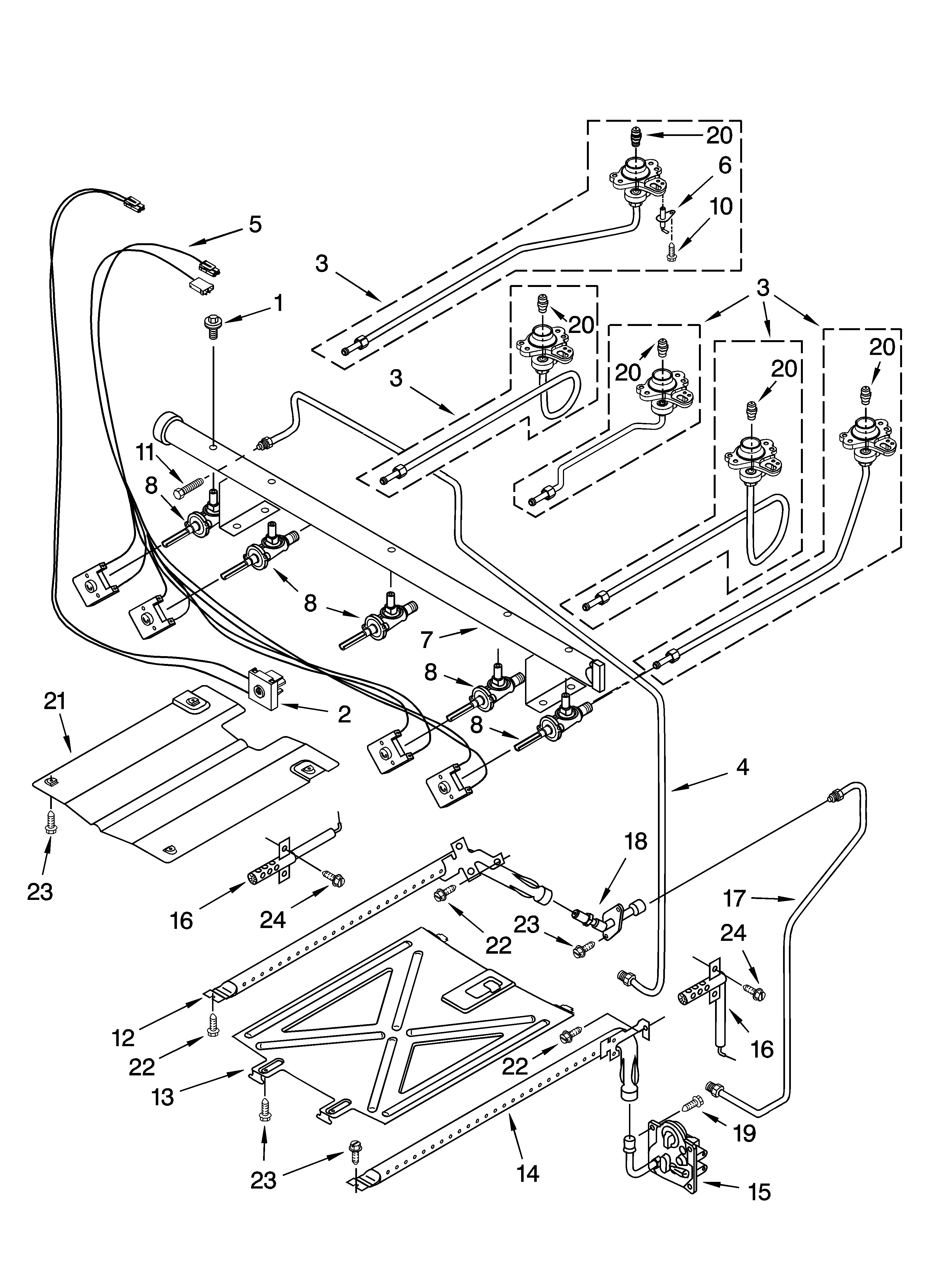Whirlpool WFG381LVB0 manifold parts diagram