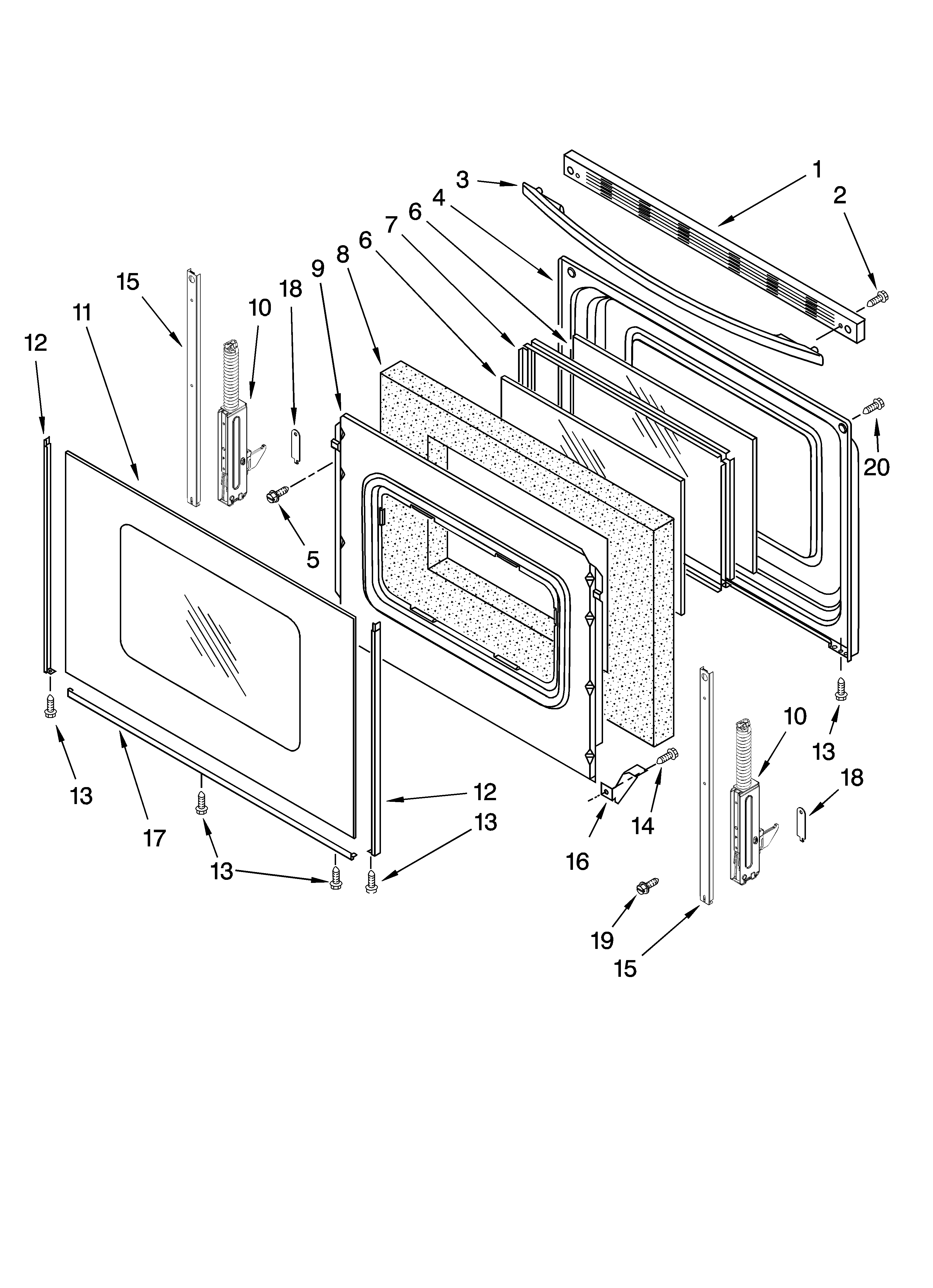 Whirlpool WFG381LVB0 door parts diagram