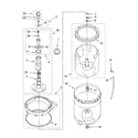 Whirlpool 7MWT97730TQ1 agitator, basket and tub parts diagram