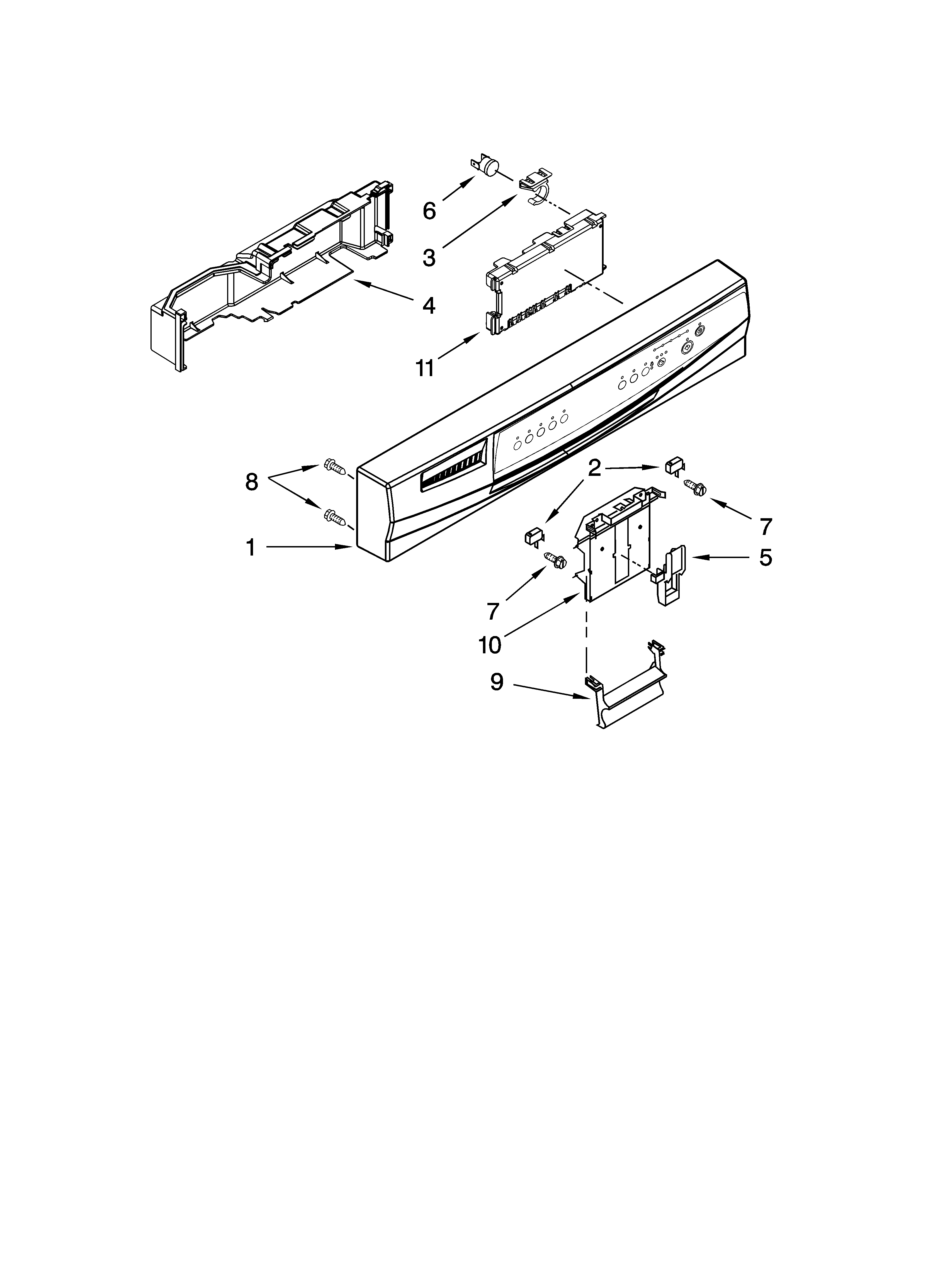 Whirlpool DU1301XTVB0 control panel parts diagram