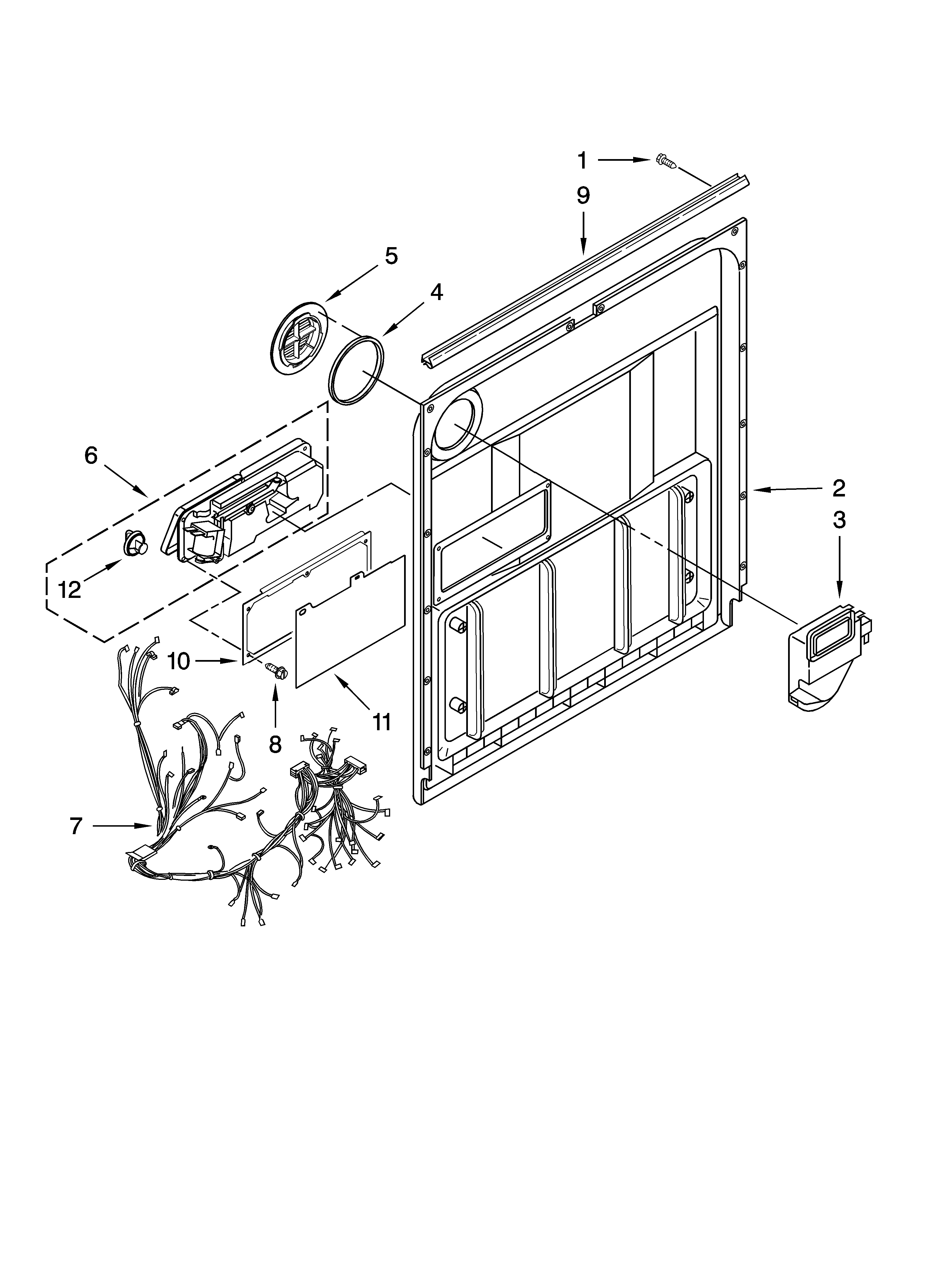 Whirlpool DU1301XTVB0 door and latch parts diagram
