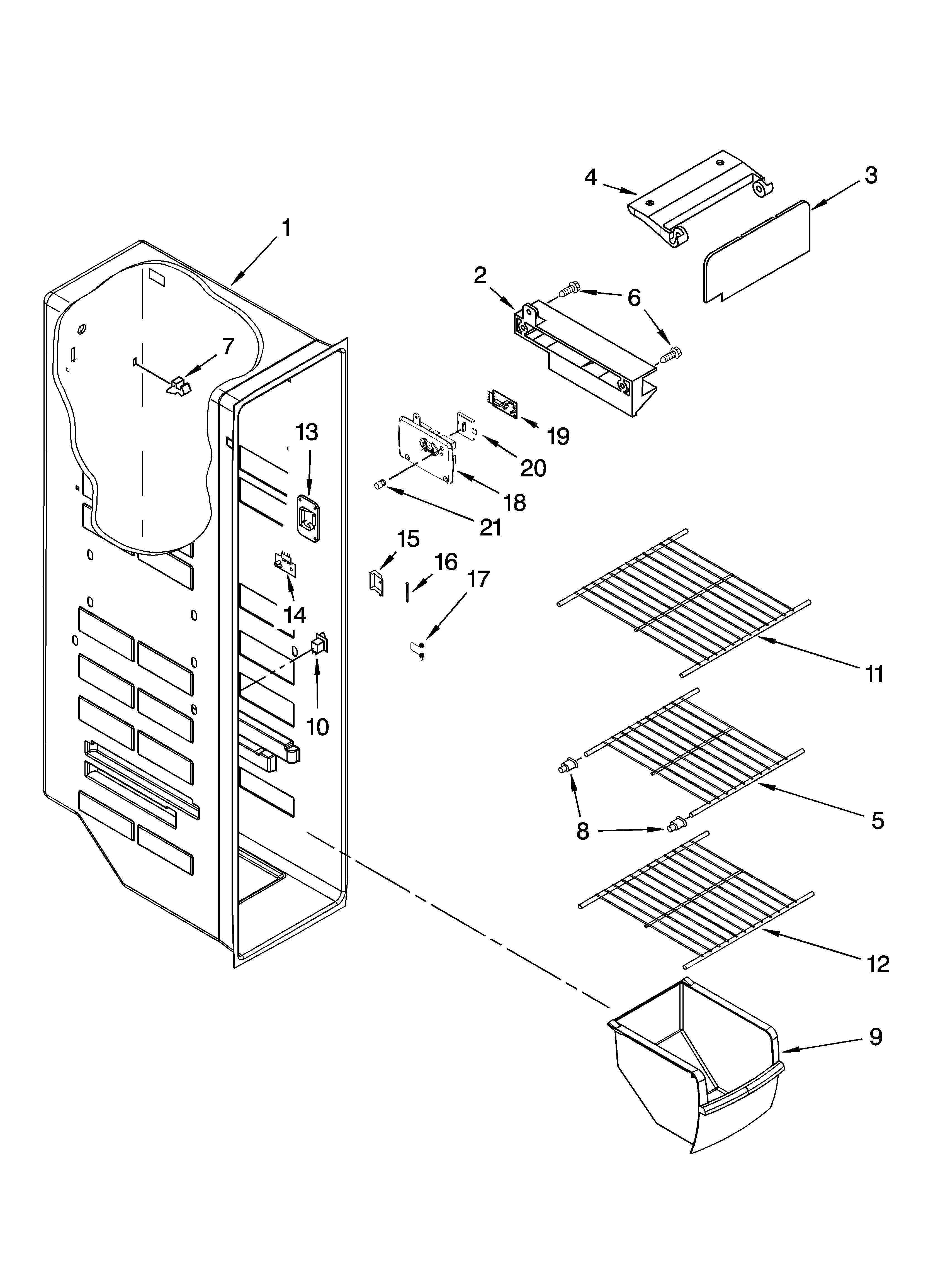 Whirlpool GS2KVAXVS00 freezer liner parts diagram