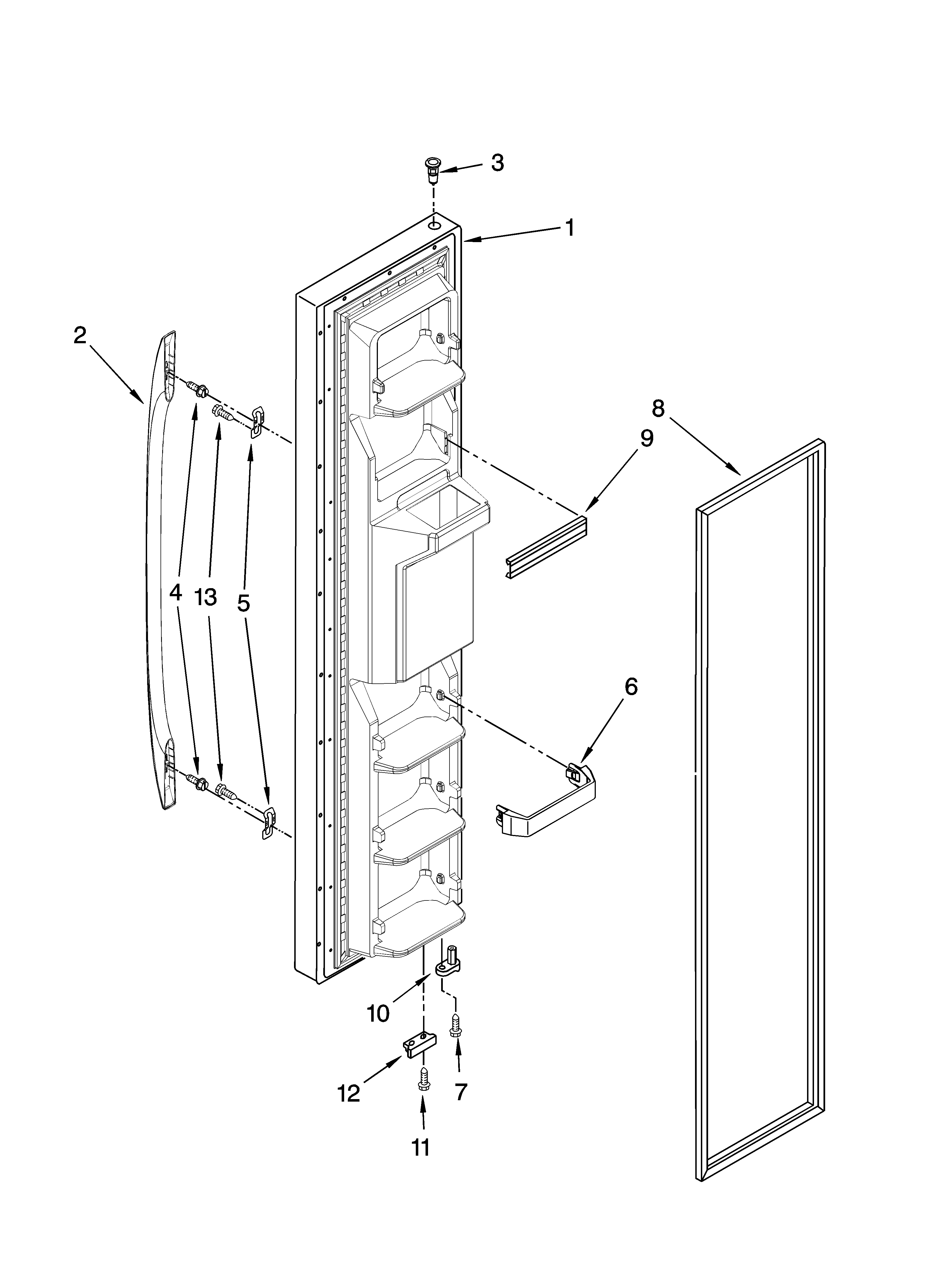 Whirlpool GS2KVAXVS00 freezer door parts diagram
