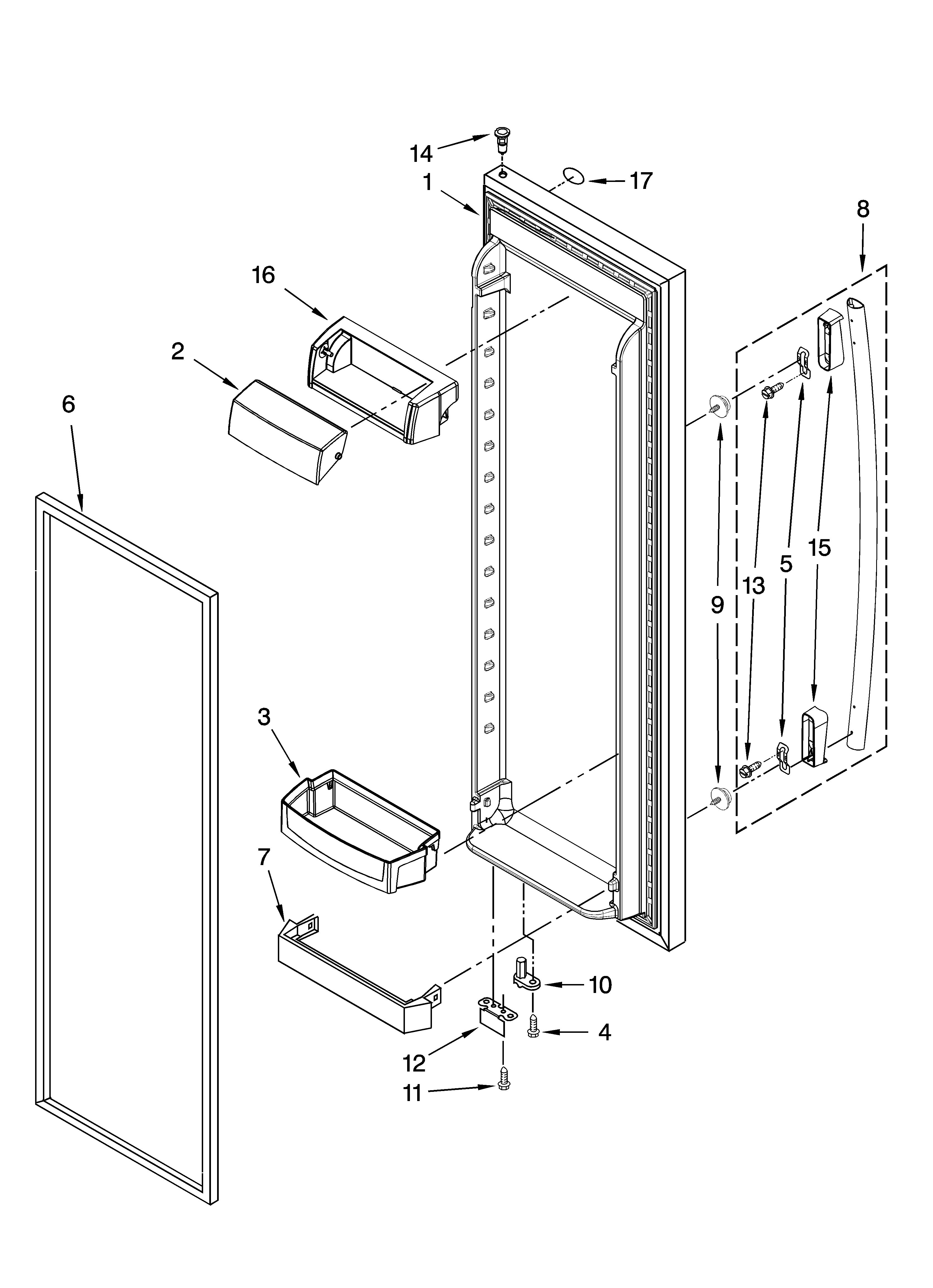 Whirlpool GS5VHAXWB00 refrigerator door parts diagram
