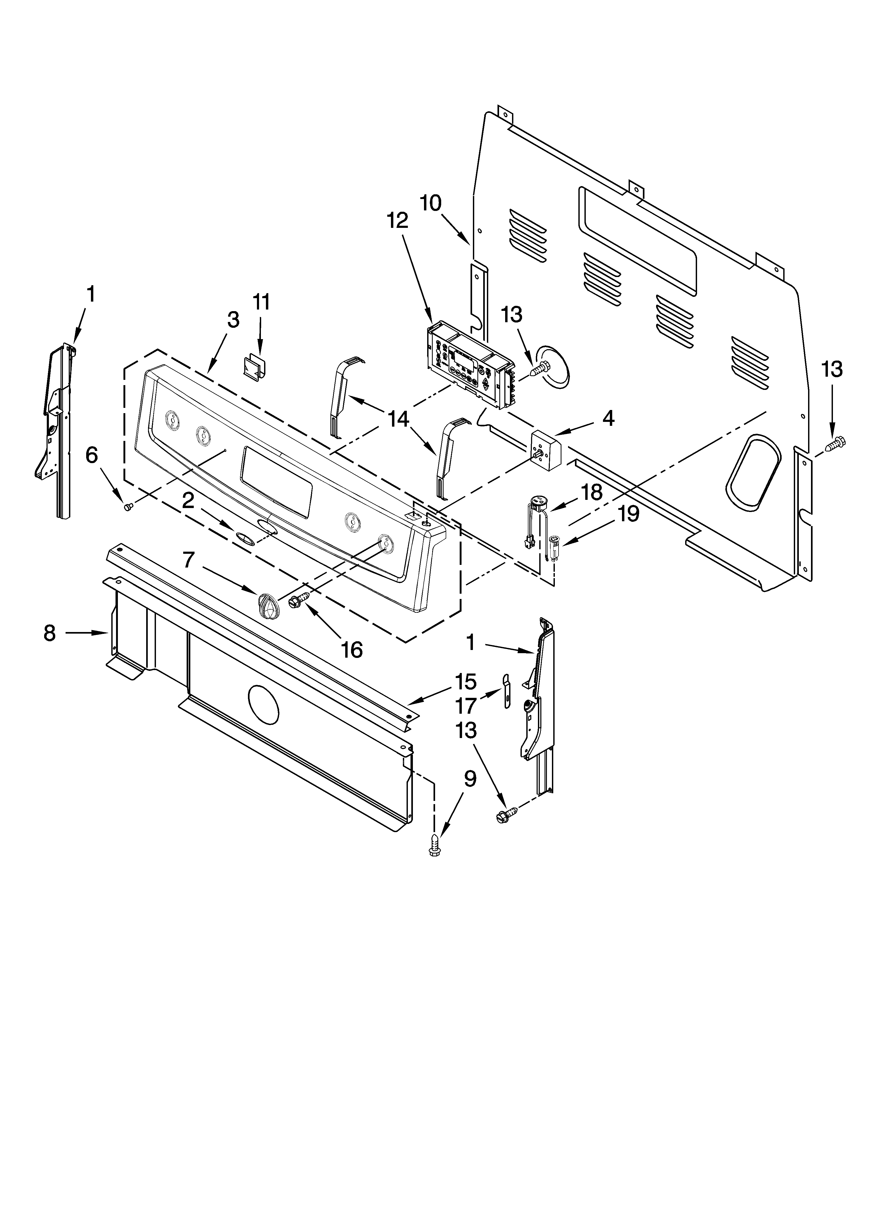 Whirlpool YWFE301LVQ0 control panel parts diagram