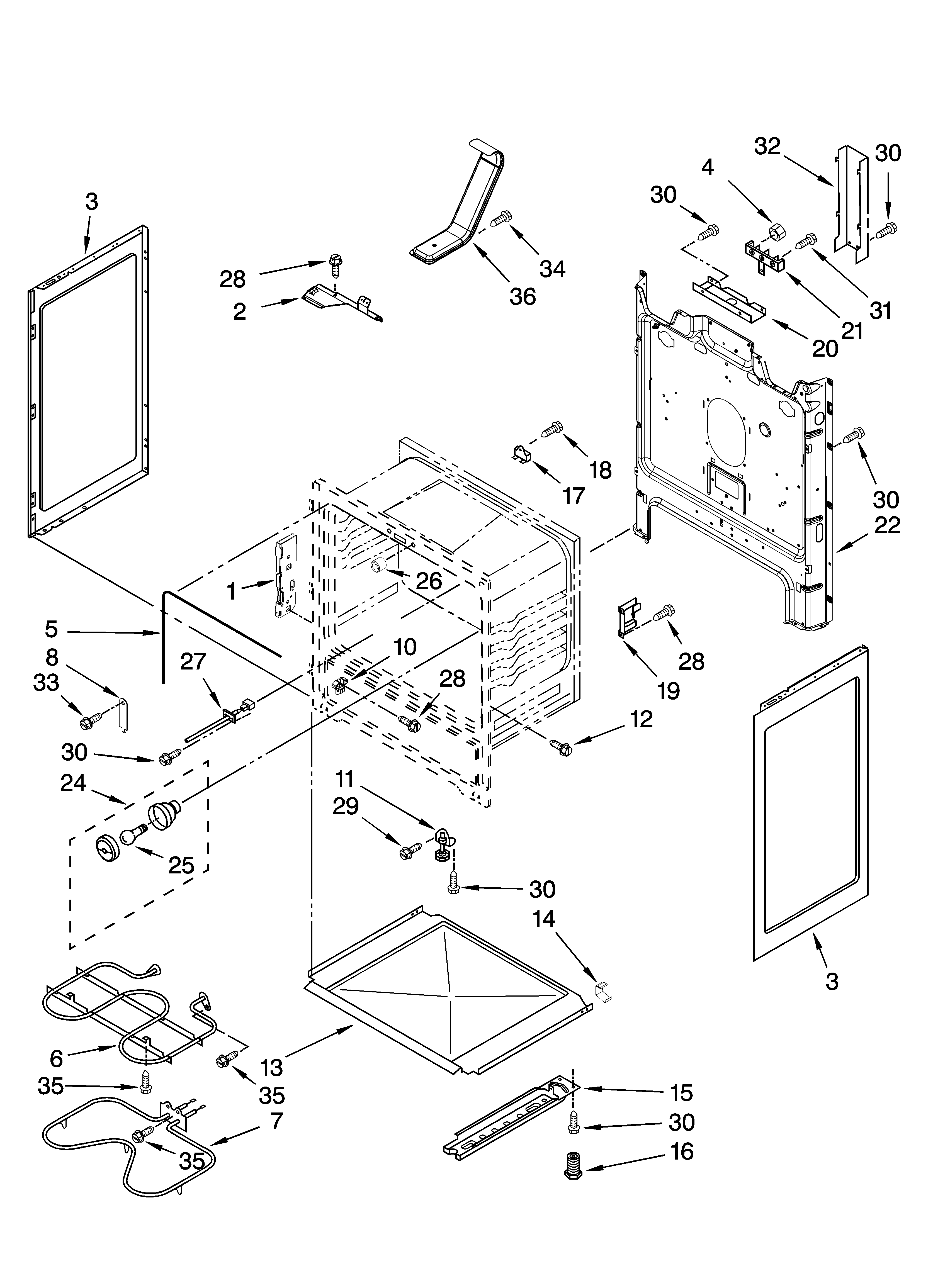 Whirlpool YWFE301LVQ0 chassis parts diagram