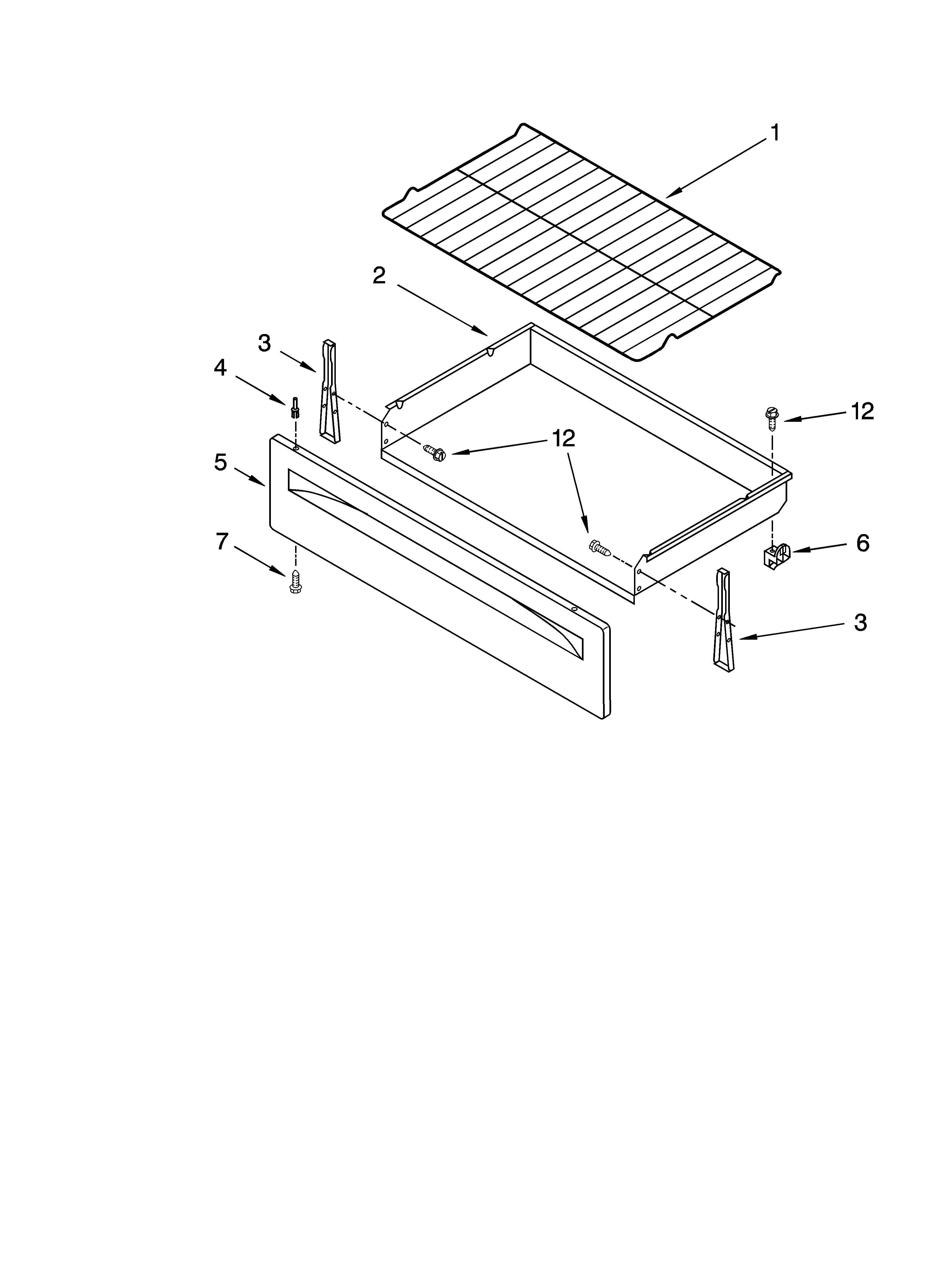 Whirlpool YWFE301LVQ0 drawer & broiler parts diagram