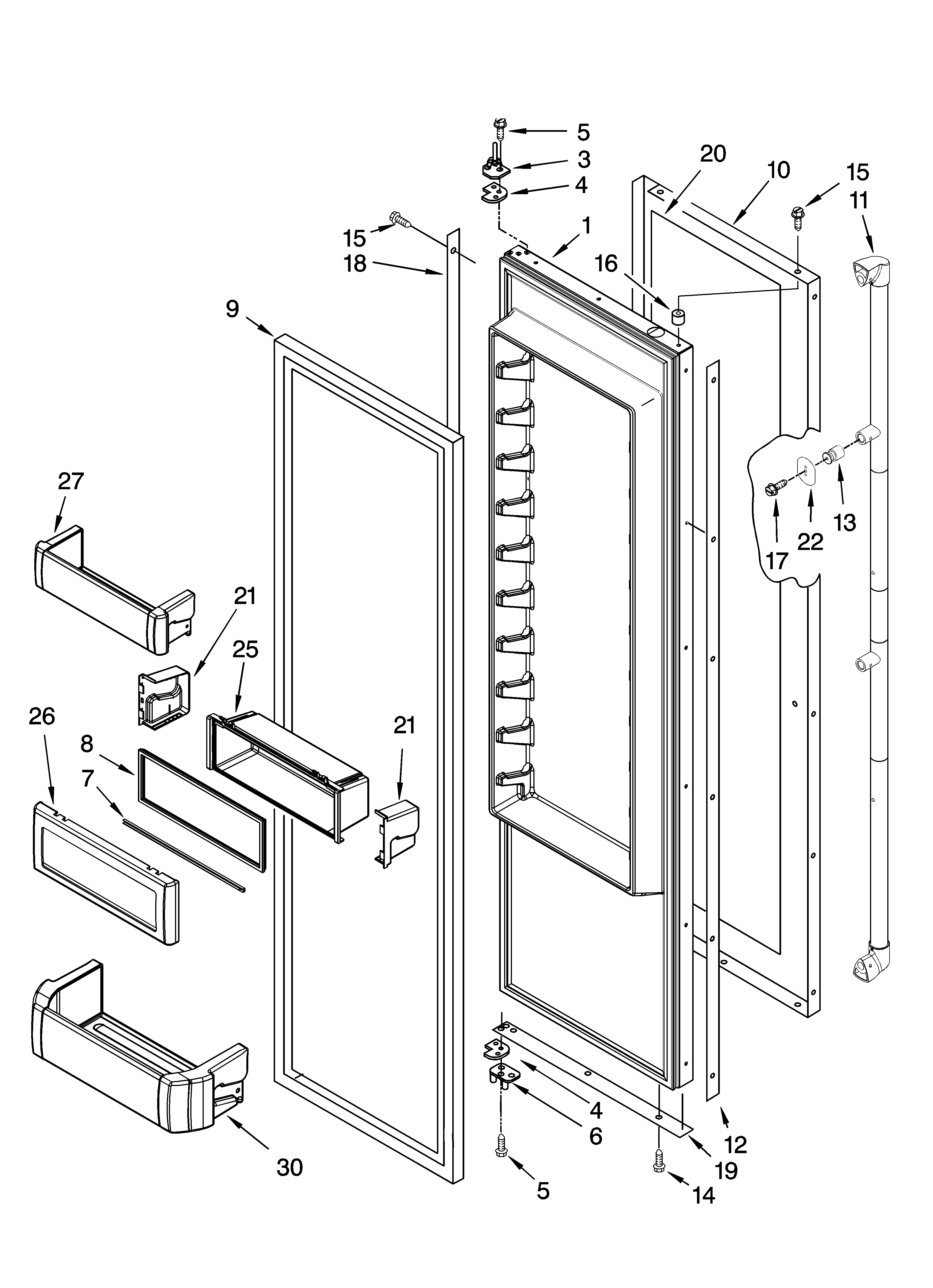 Jenn-Air JS48SEDUDB01 refrigerator door parts diagram