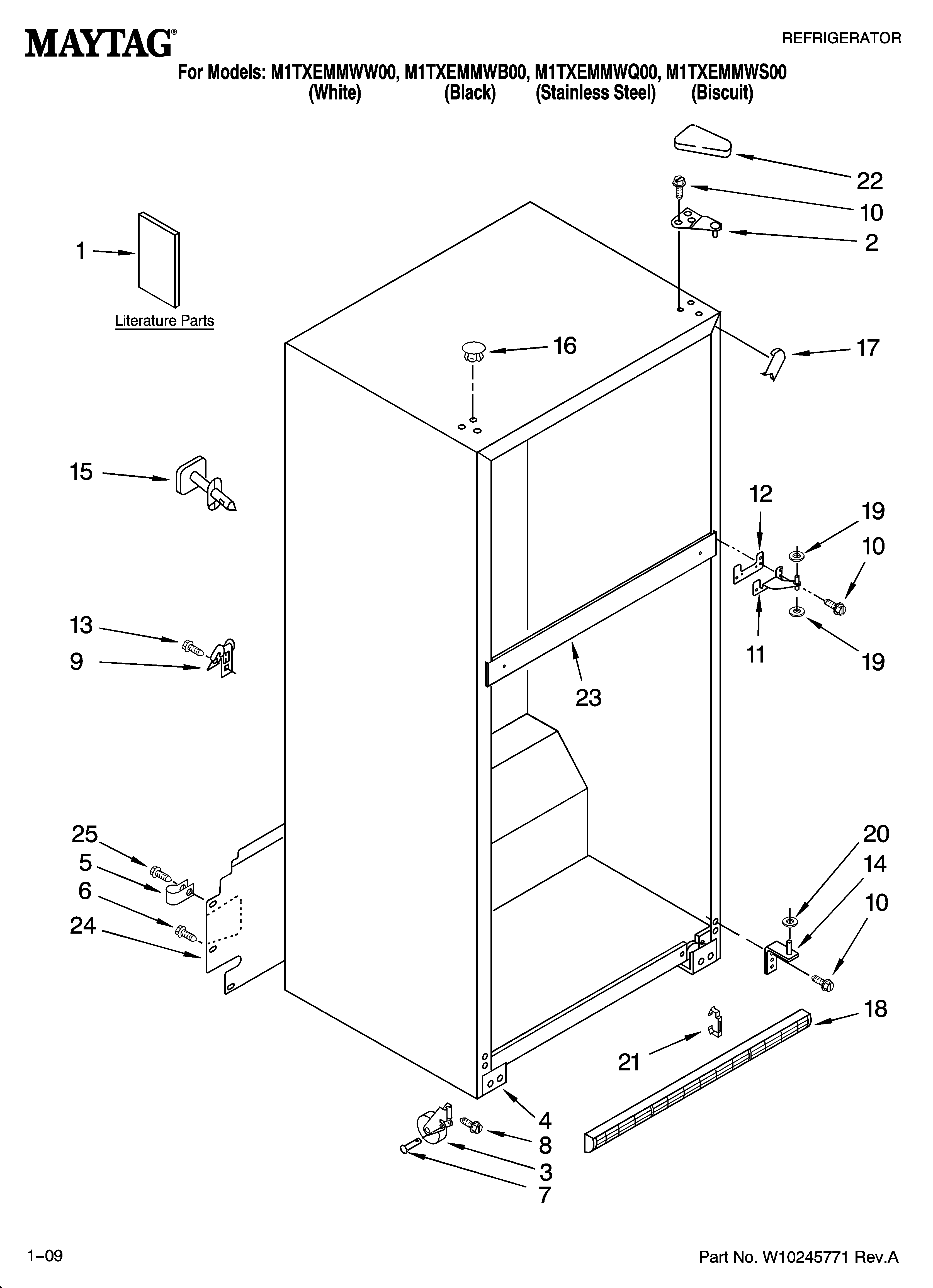 Maytag M1TXEMMWW00 cabinet parts diagram
