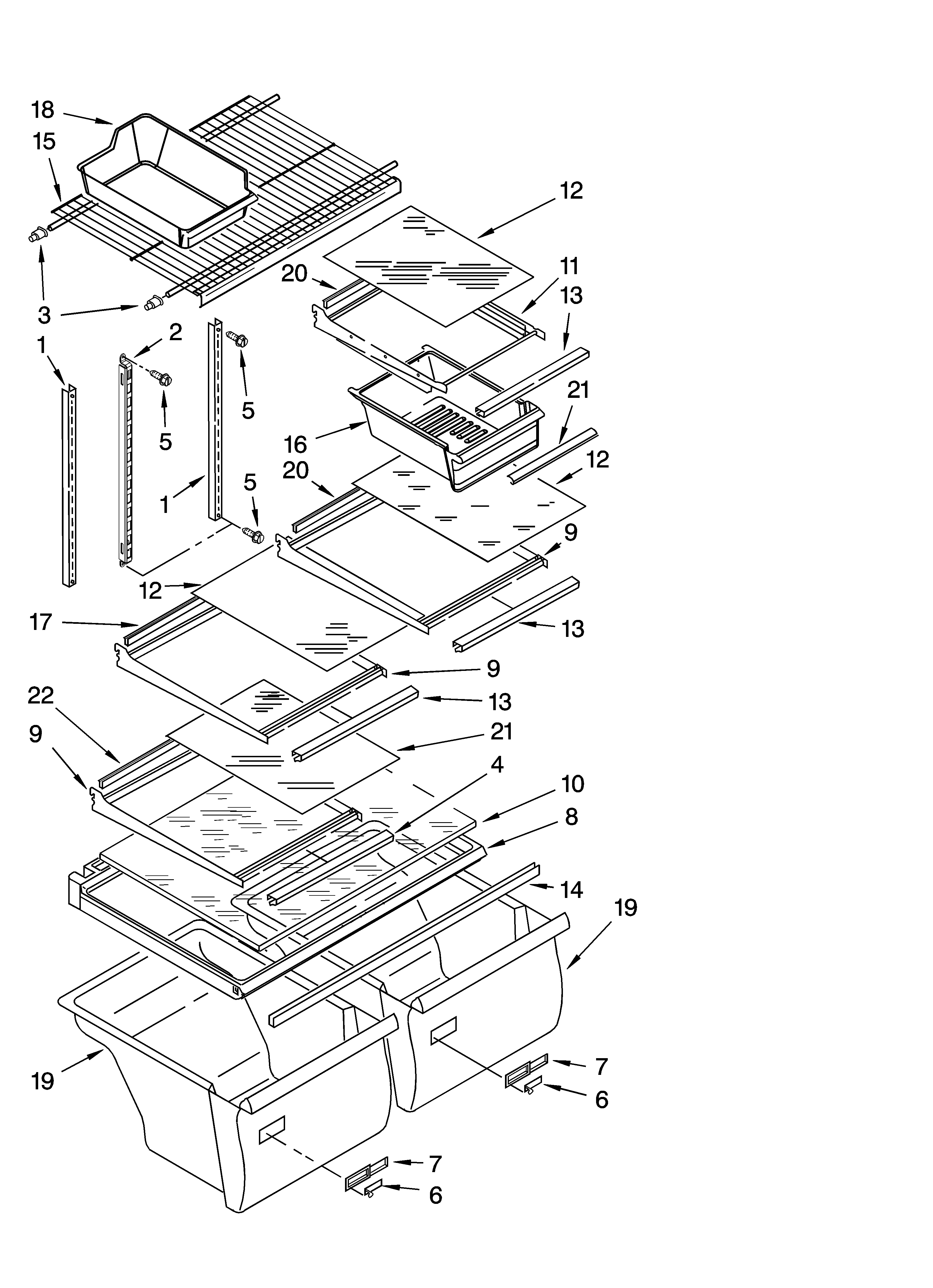 Maytag M1TXEMMWW00 shelf parts, optional parts diagram