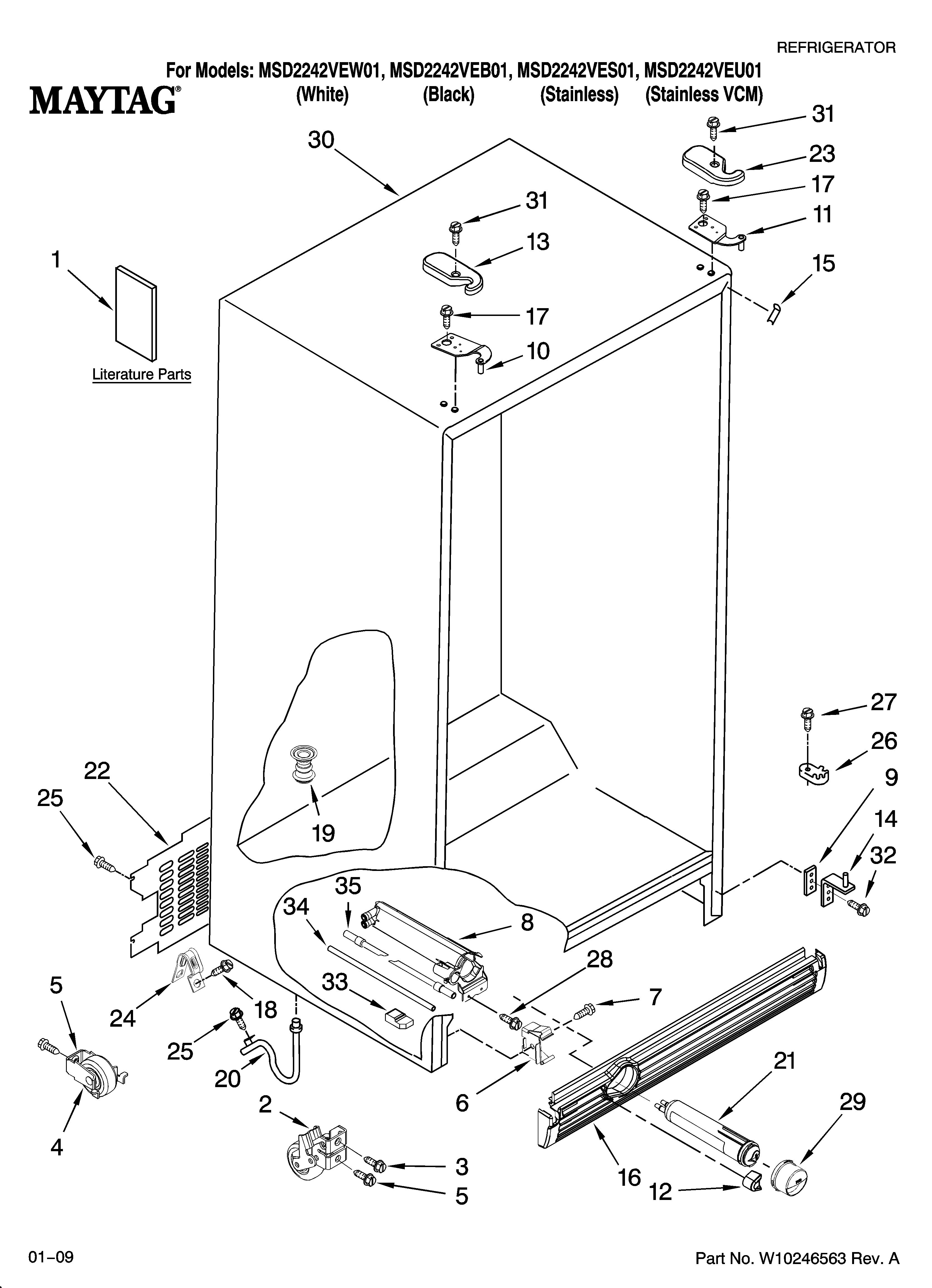 Maytag MSD2242VEB01 cabinet parts diagram