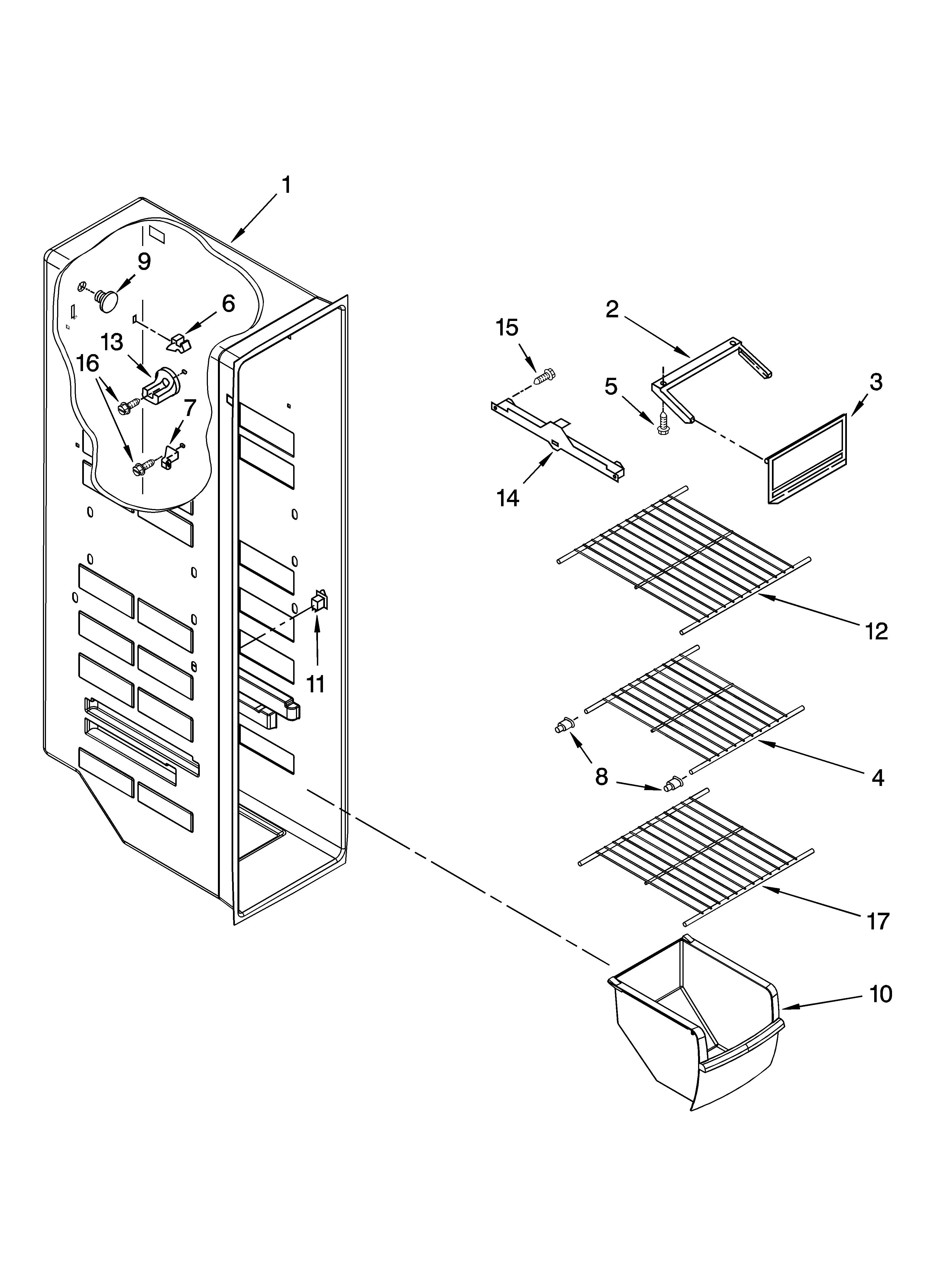 Maytag MSD2242VEB01 freezer liner parts diagram