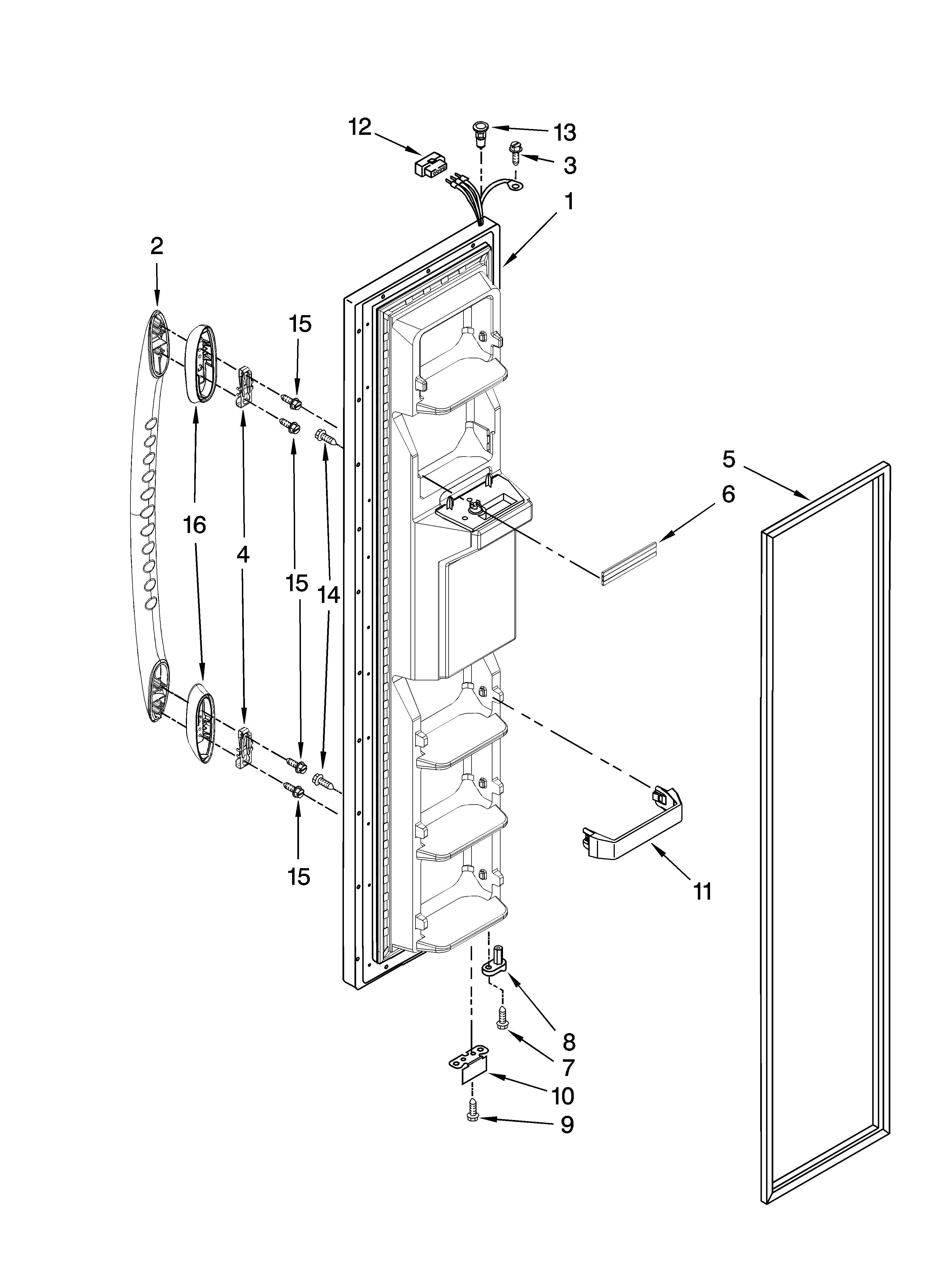 Maytag MSD2242VEB01 freezer door parts diagram
