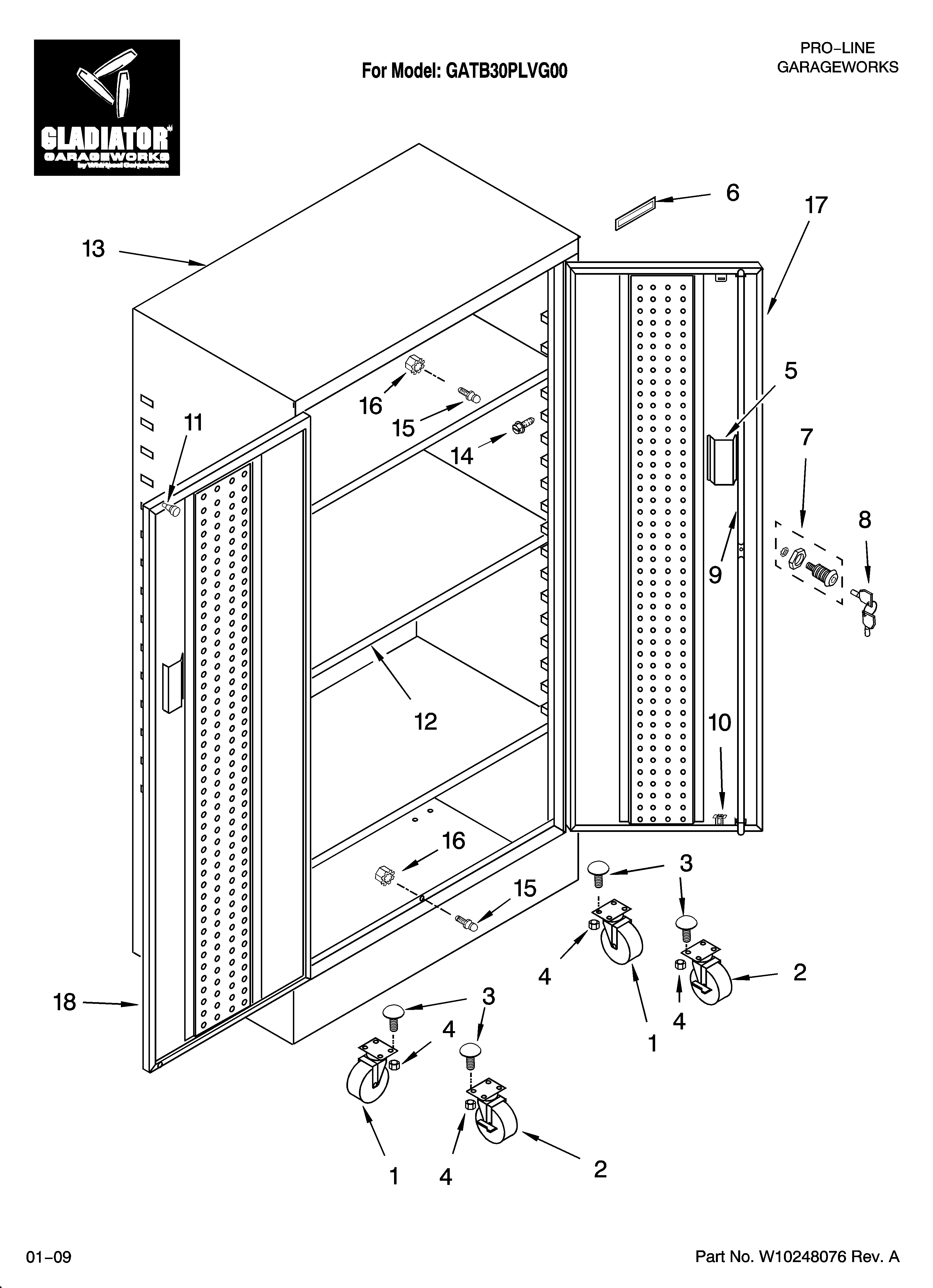 Gladiator GATB30PLVG00 tall gearbox parts diagram