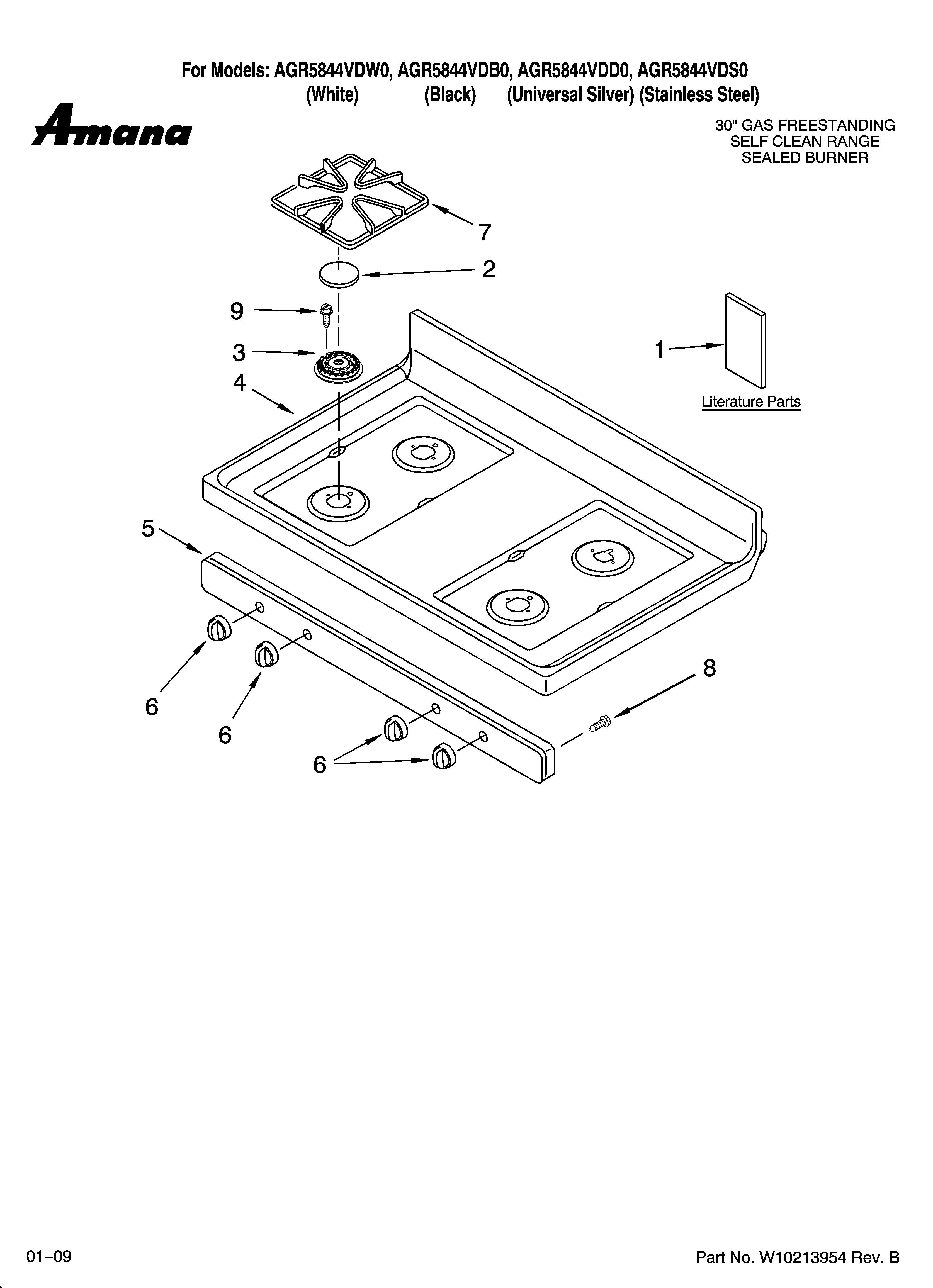 Amana AGR5844VDS0 cooktop parts diagram