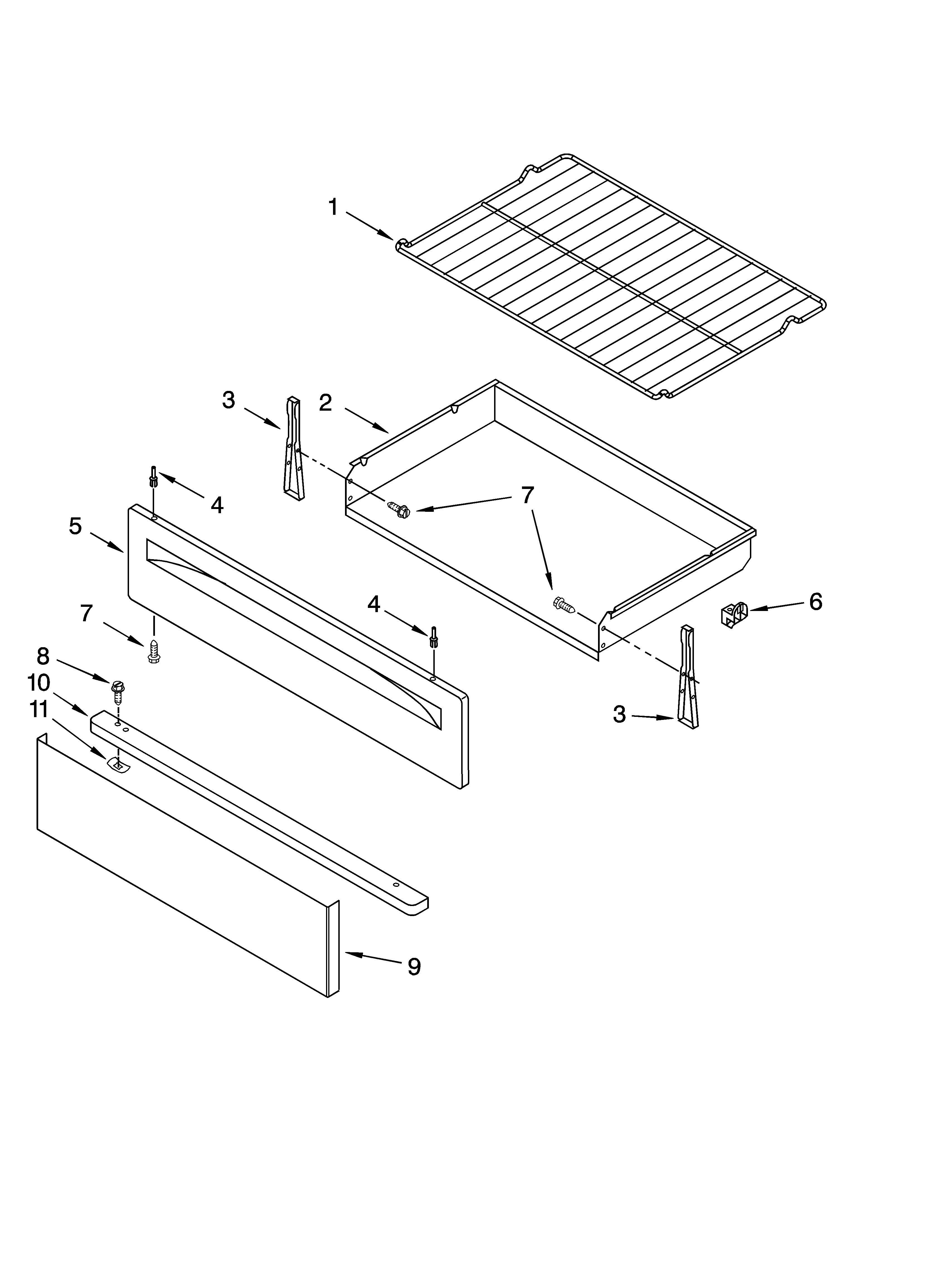 Amana AGR5844VDS0 drawer & broiler parts, optional parts diagram