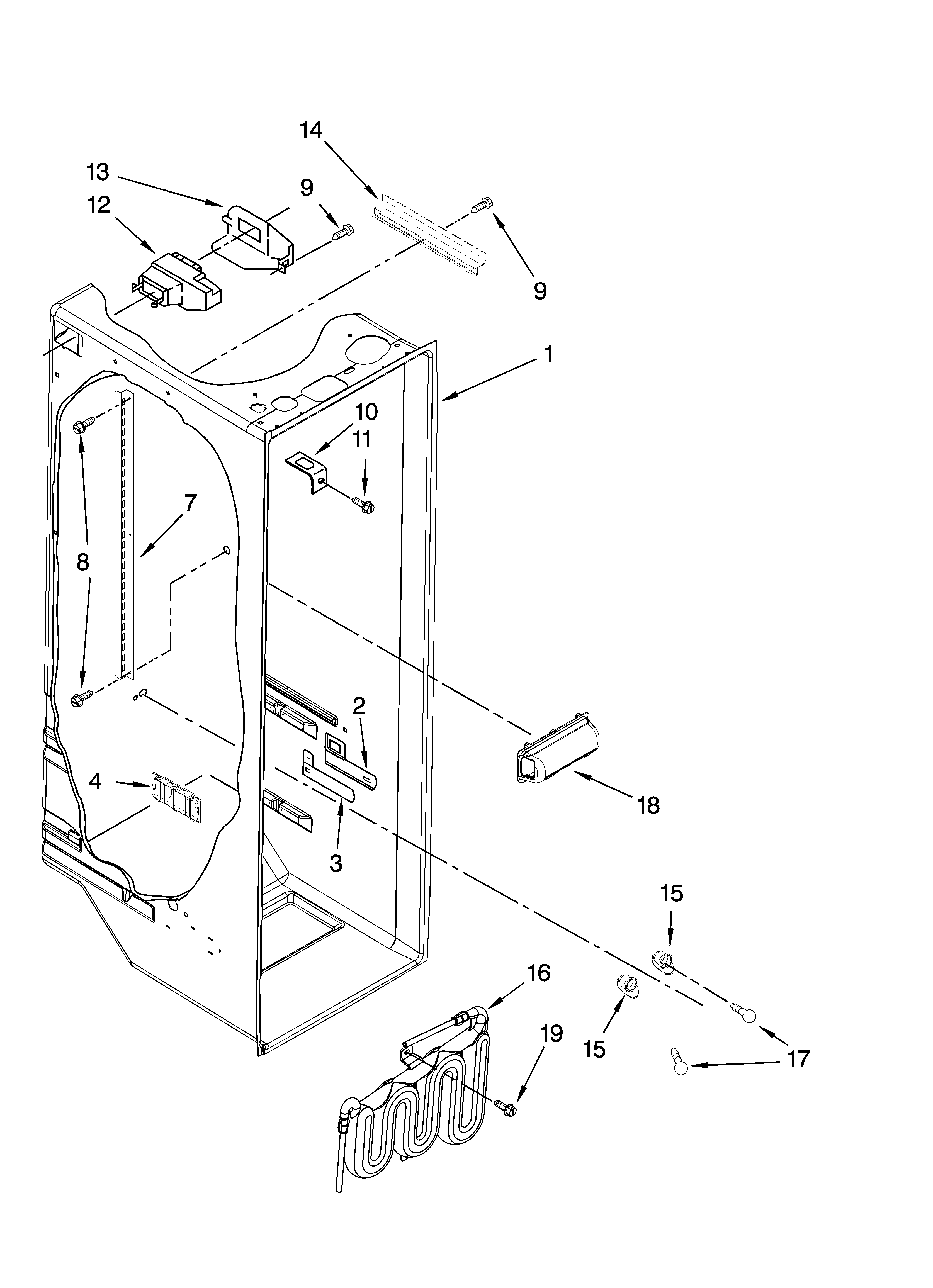 Amana ASD2524VES01 refrigerator liner parts diagram