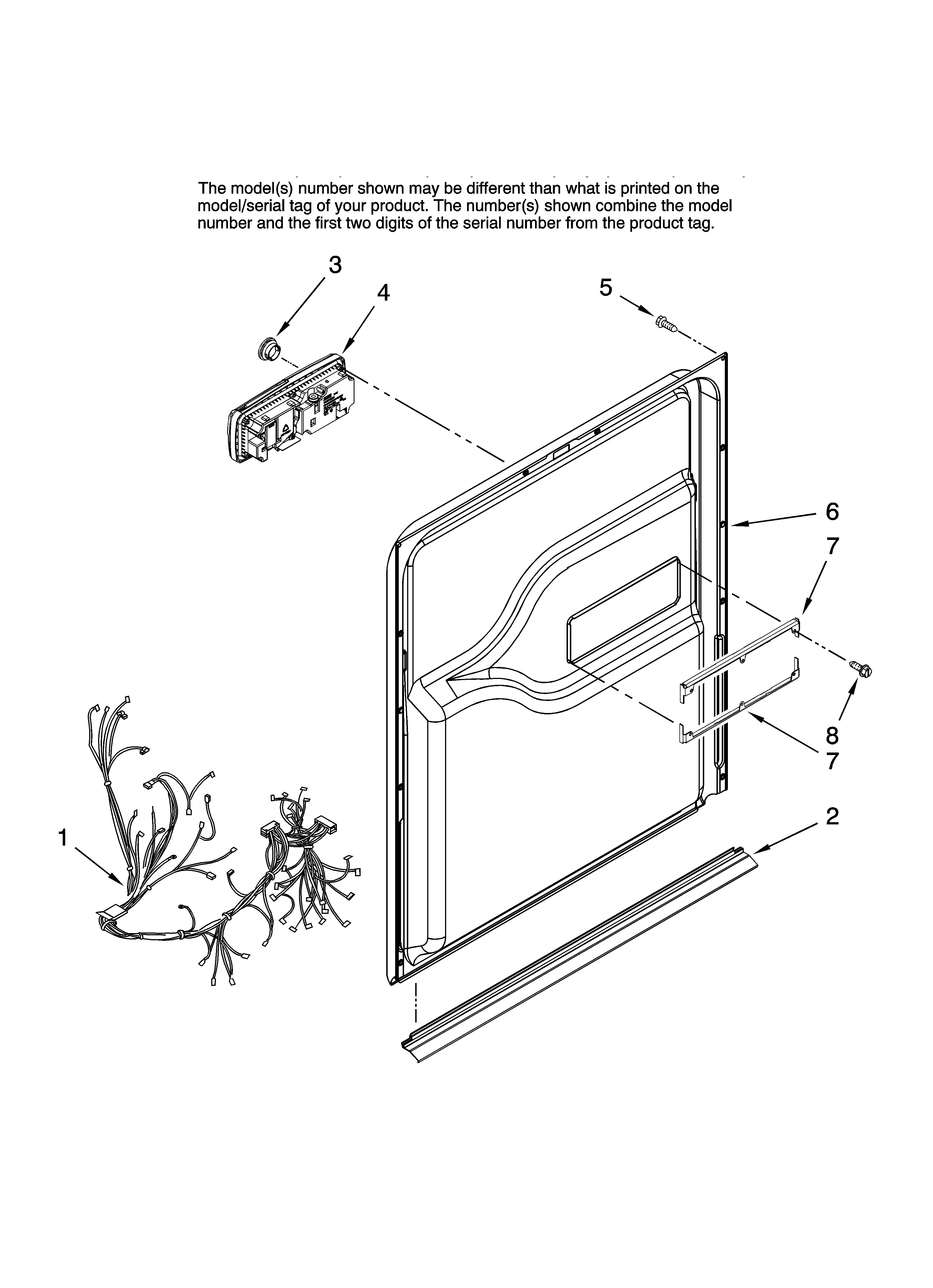 Jenn-Air JDB1080AWB42 door and latch parts diagram