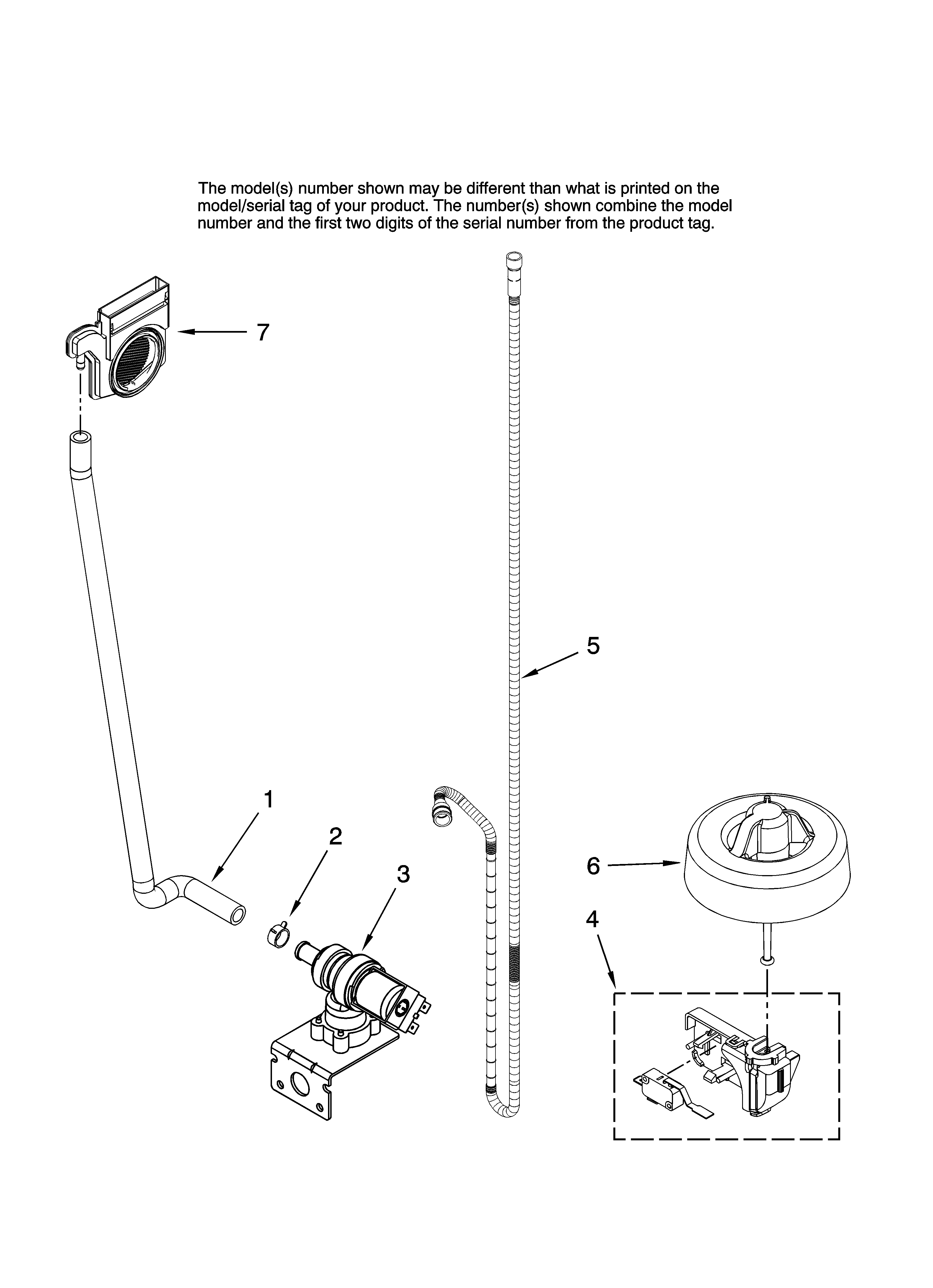 Jenn-Air JDB1080AWB42 fill and overfill parts diagram