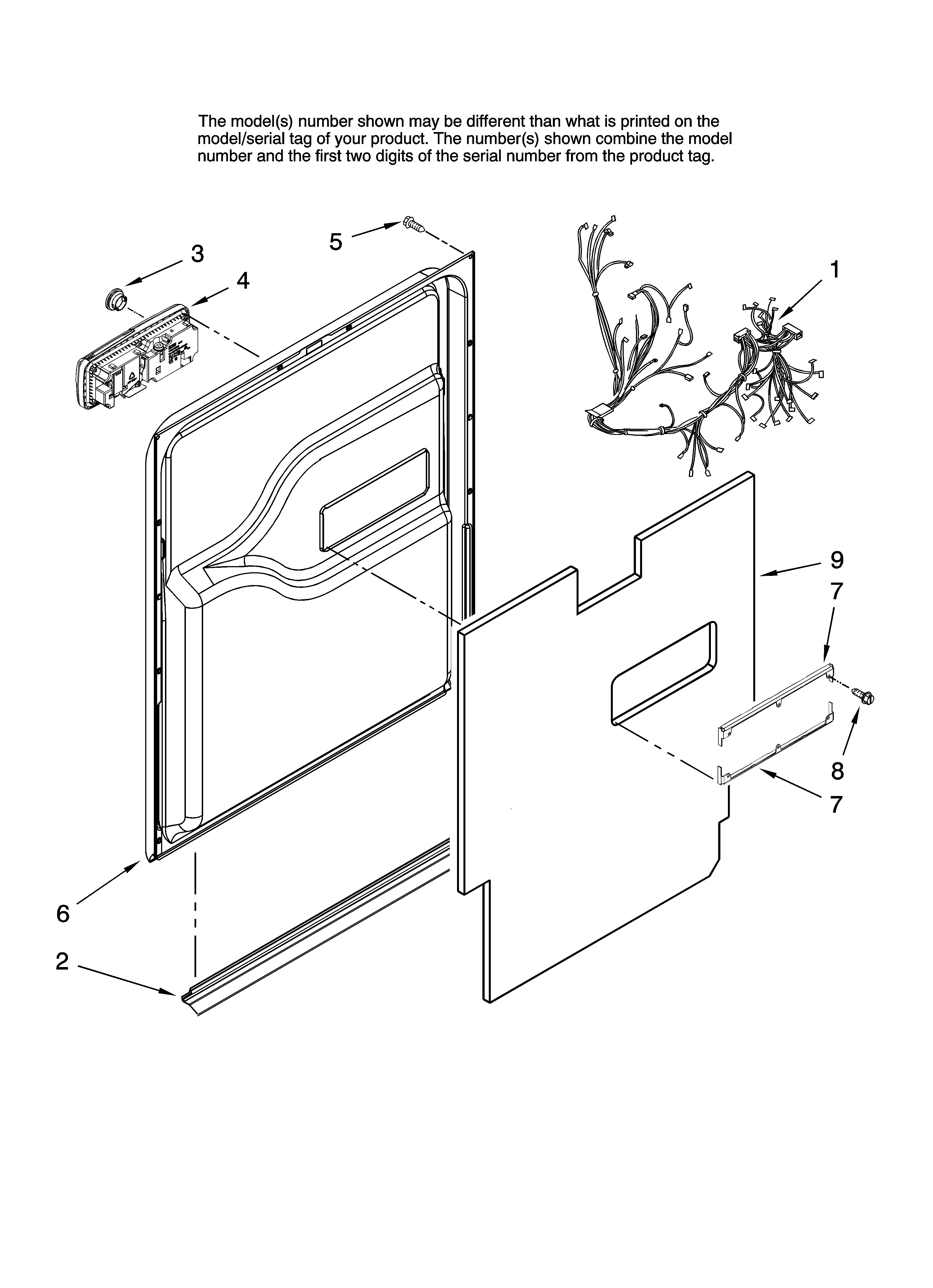 Jenn-Air JDB1105AWW0 door and latch parts diagram