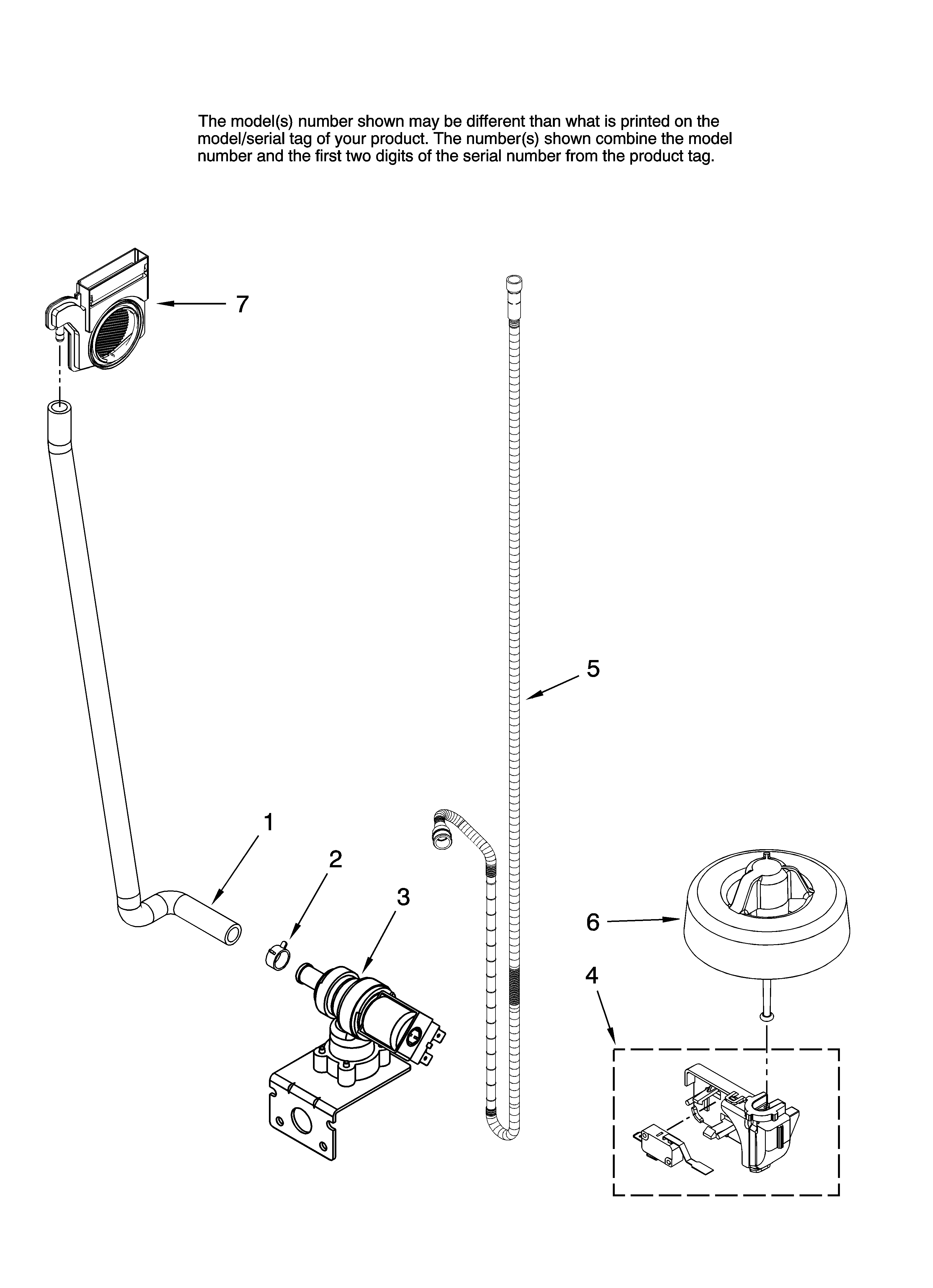 Jenn-Air JDB1105AWW0 fill and overfill parts diagram