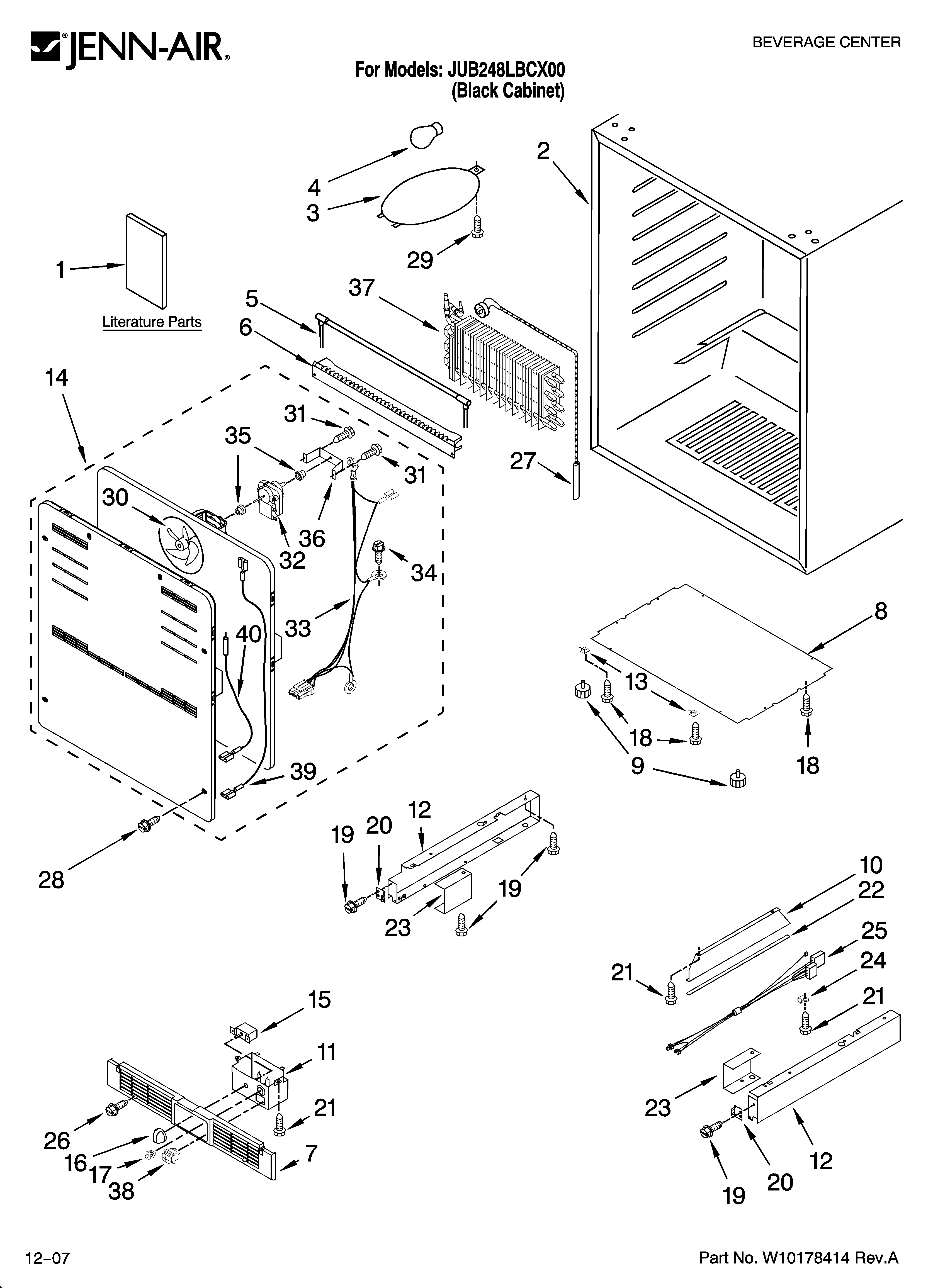 Jenn-Air JUB248LBCX00 cabinet parts diagram