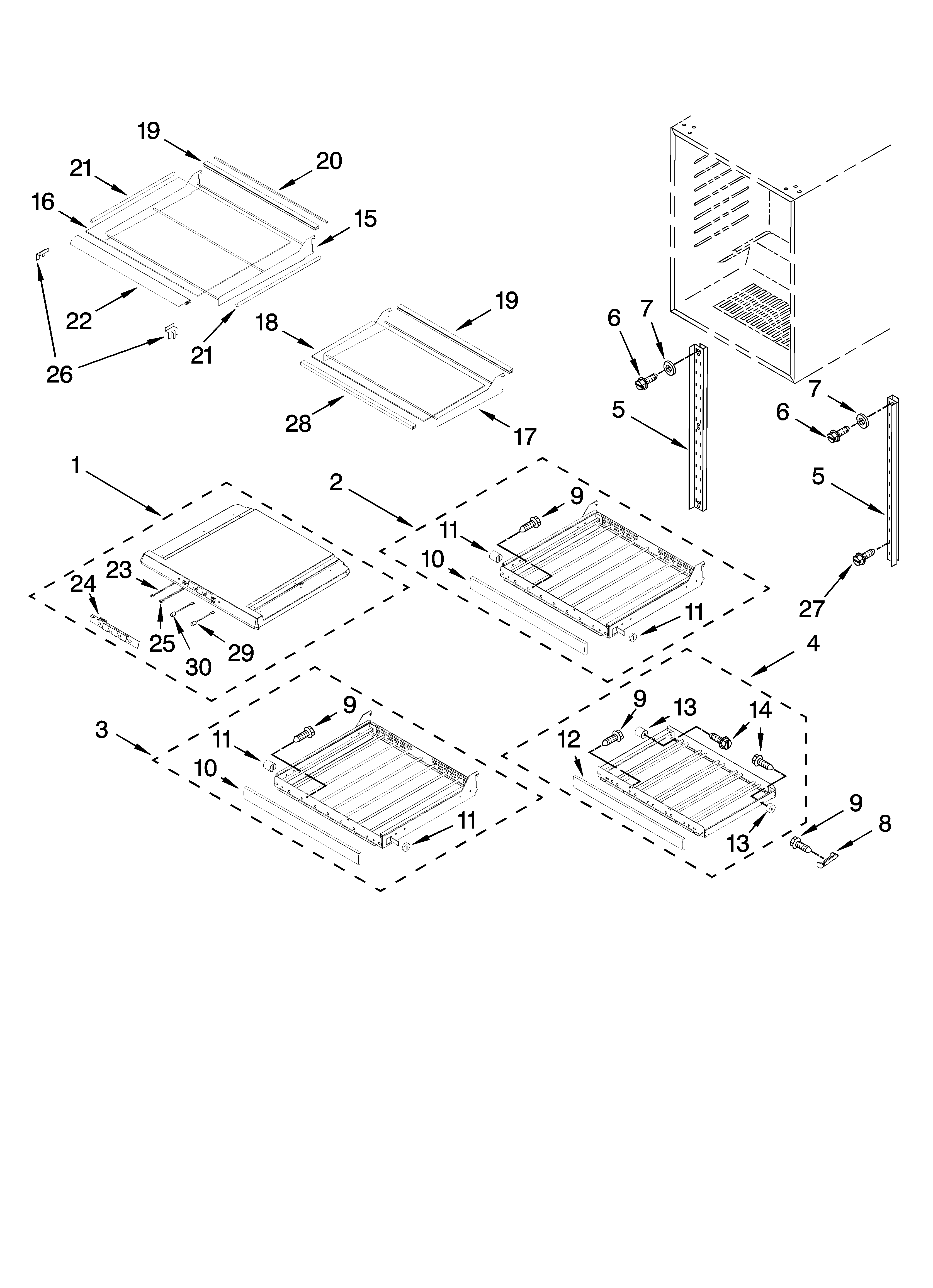 Jenn-Air JUB248LBCX00 shelf parts diagram