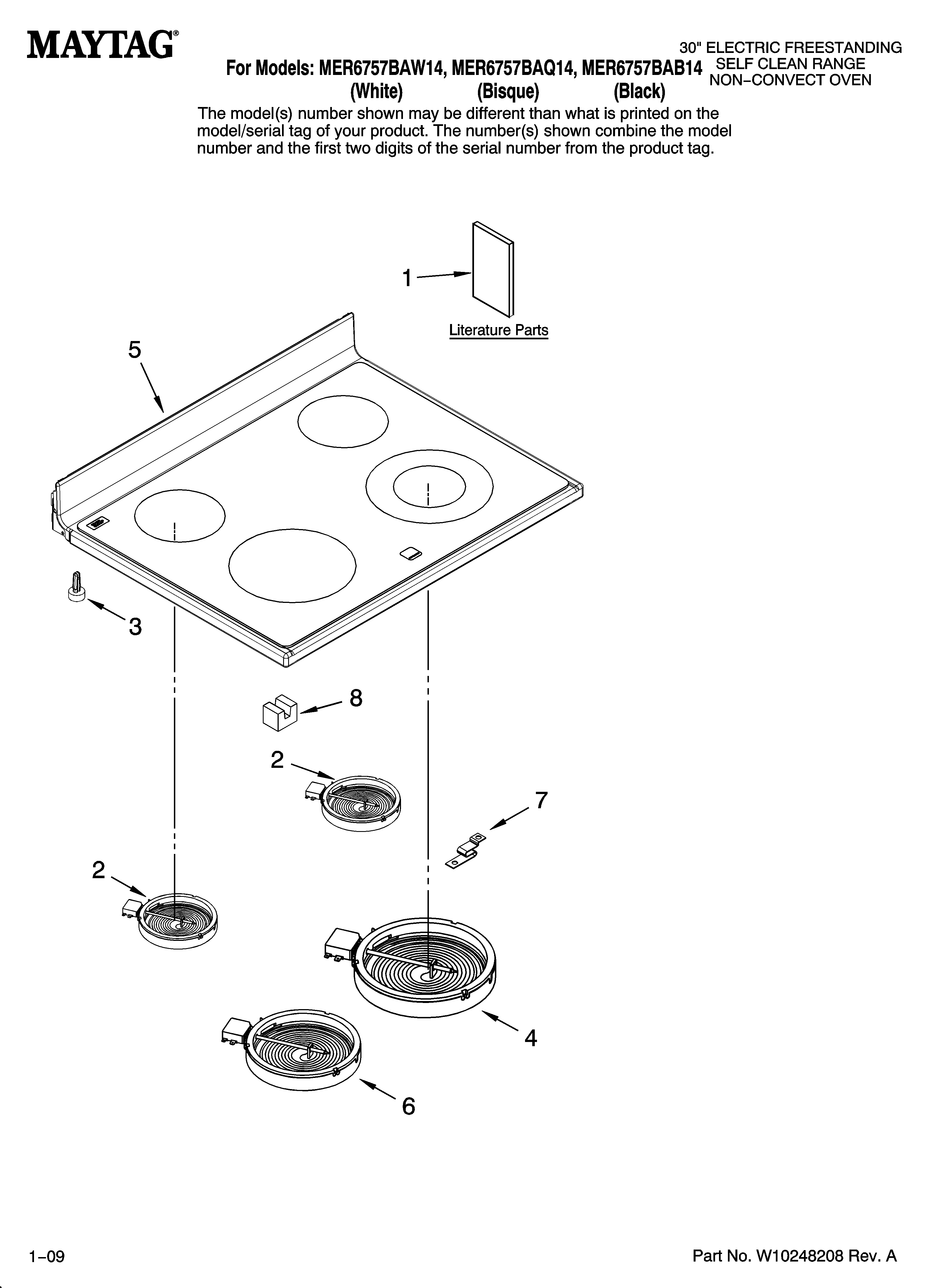 Maytag MER6757BAB14 cooktop parts diagram