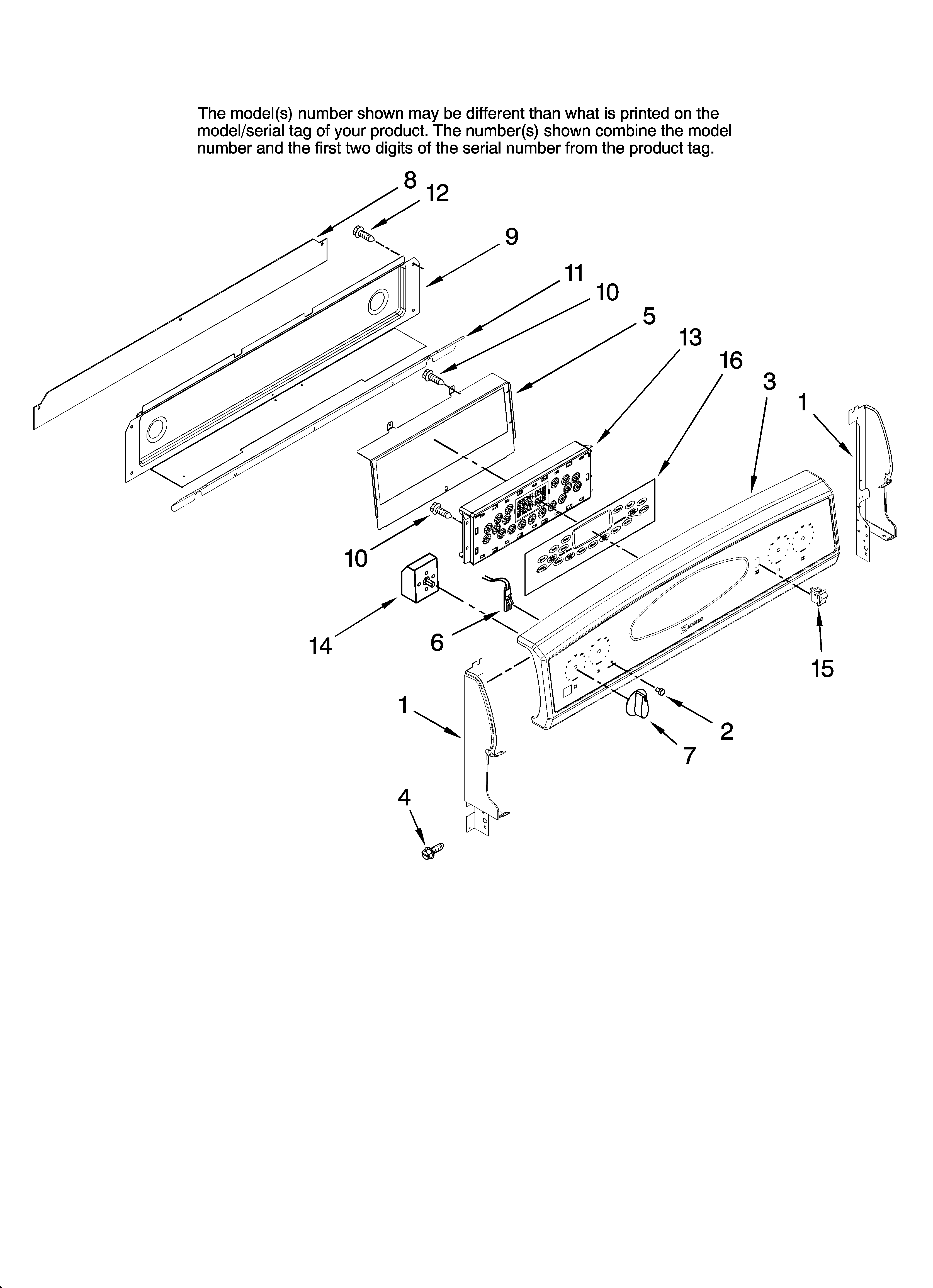 Maytag MER6757BAB14 control panel parts diagram