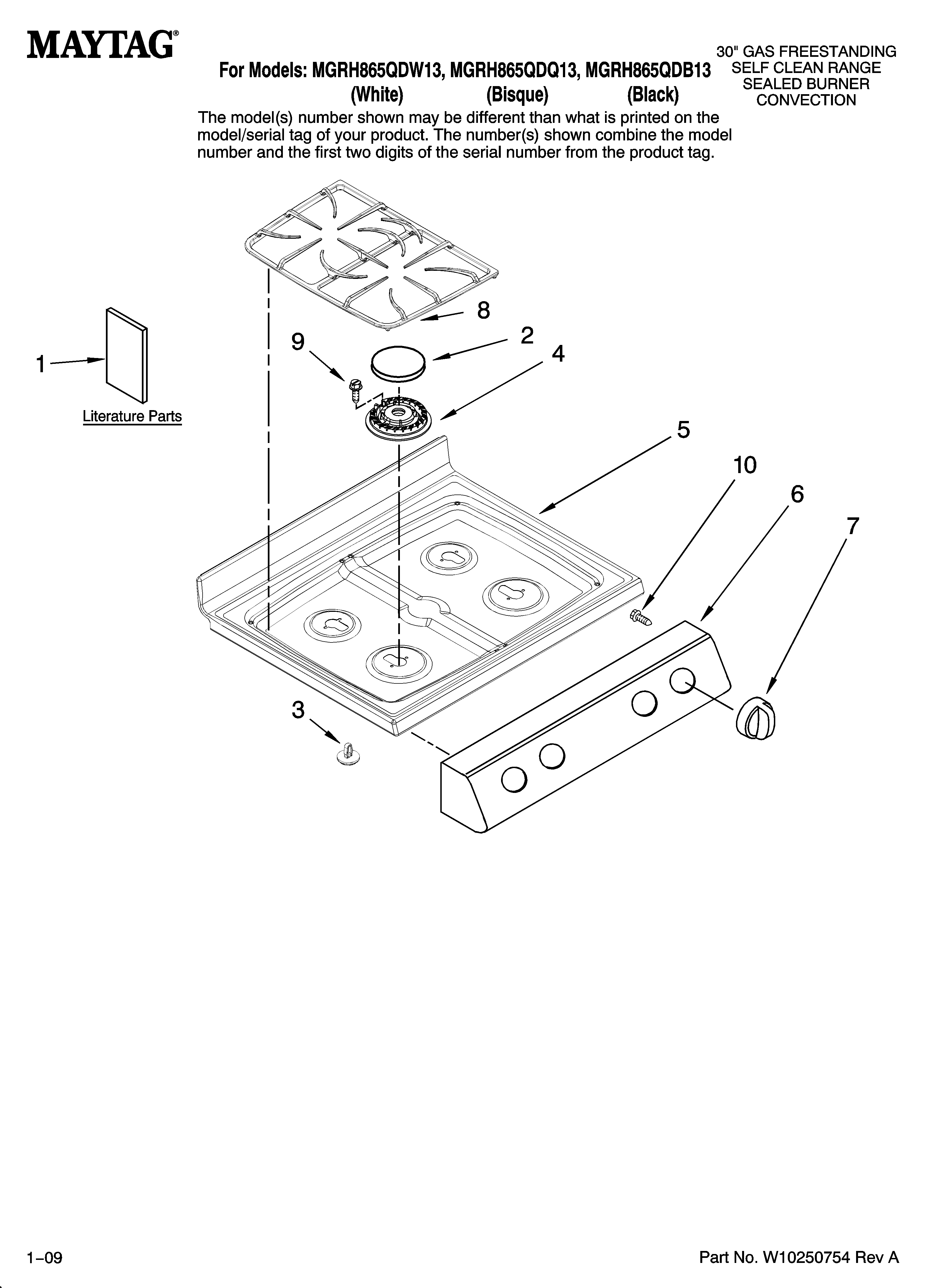 Maytag MGRH865QDB13 cooktop parts diagram