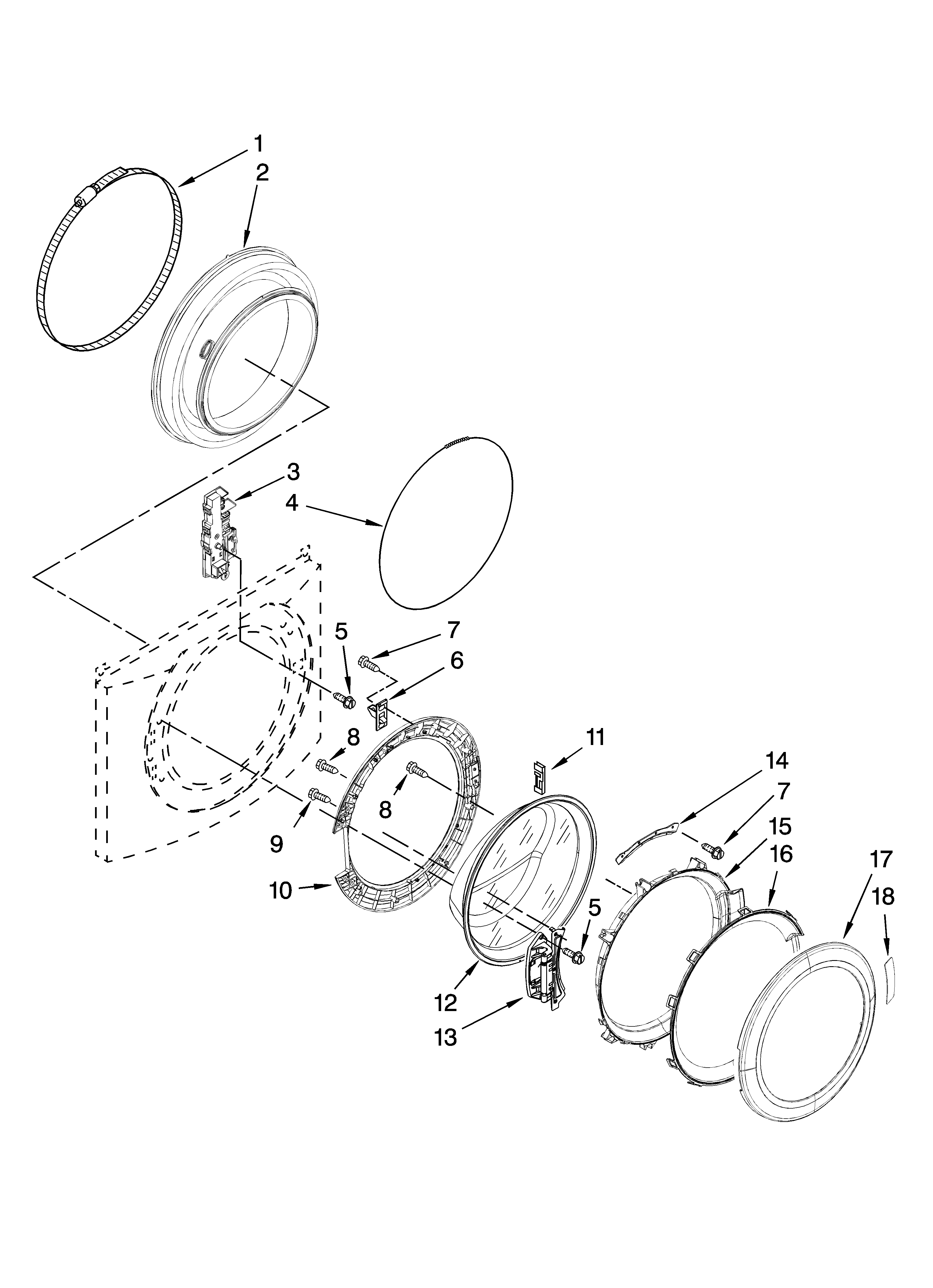 Maytag MHWE300VW10 door and latch parts diagram