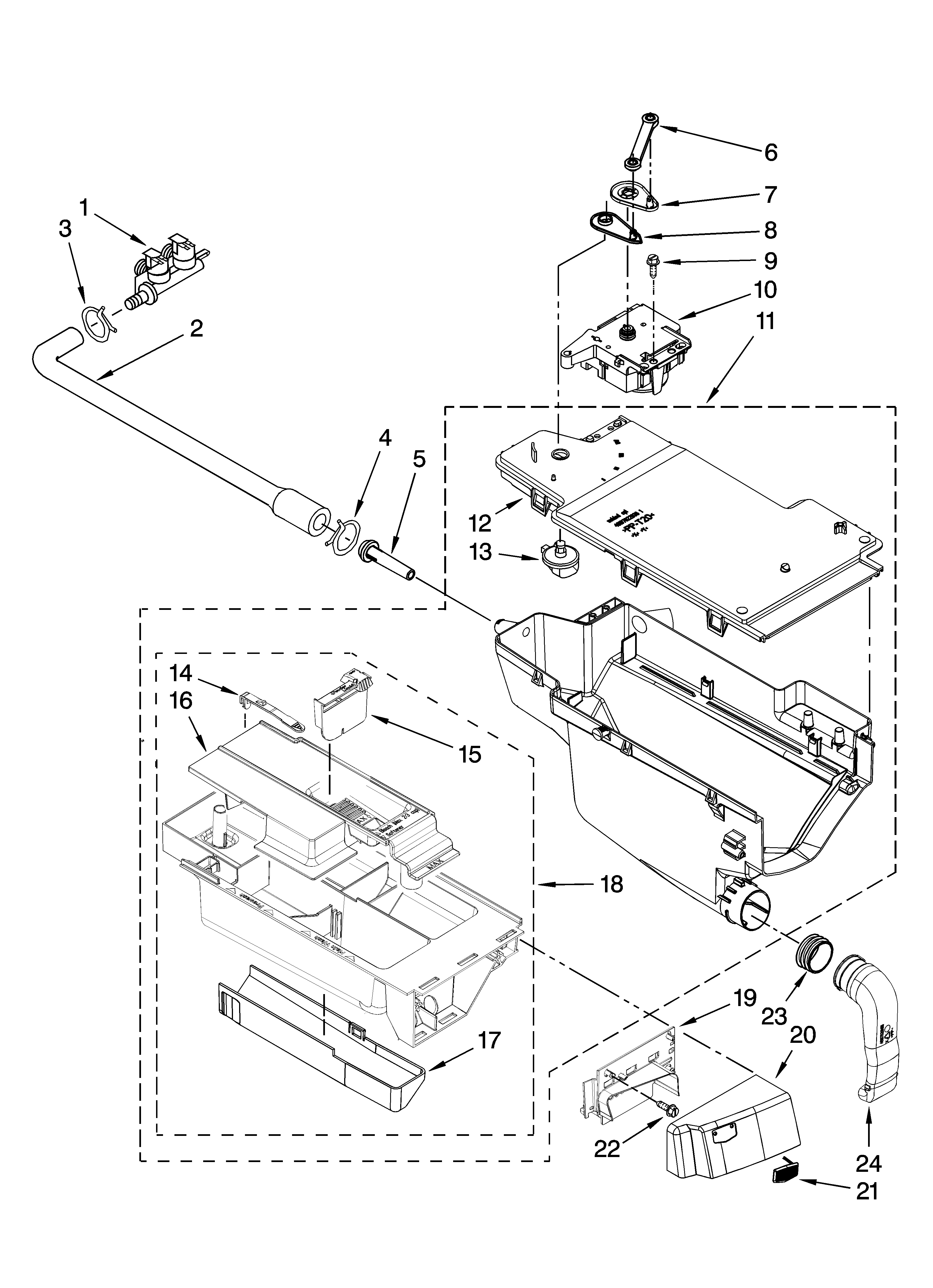 Maytag MHWE300VW10 dispenser parts diagram