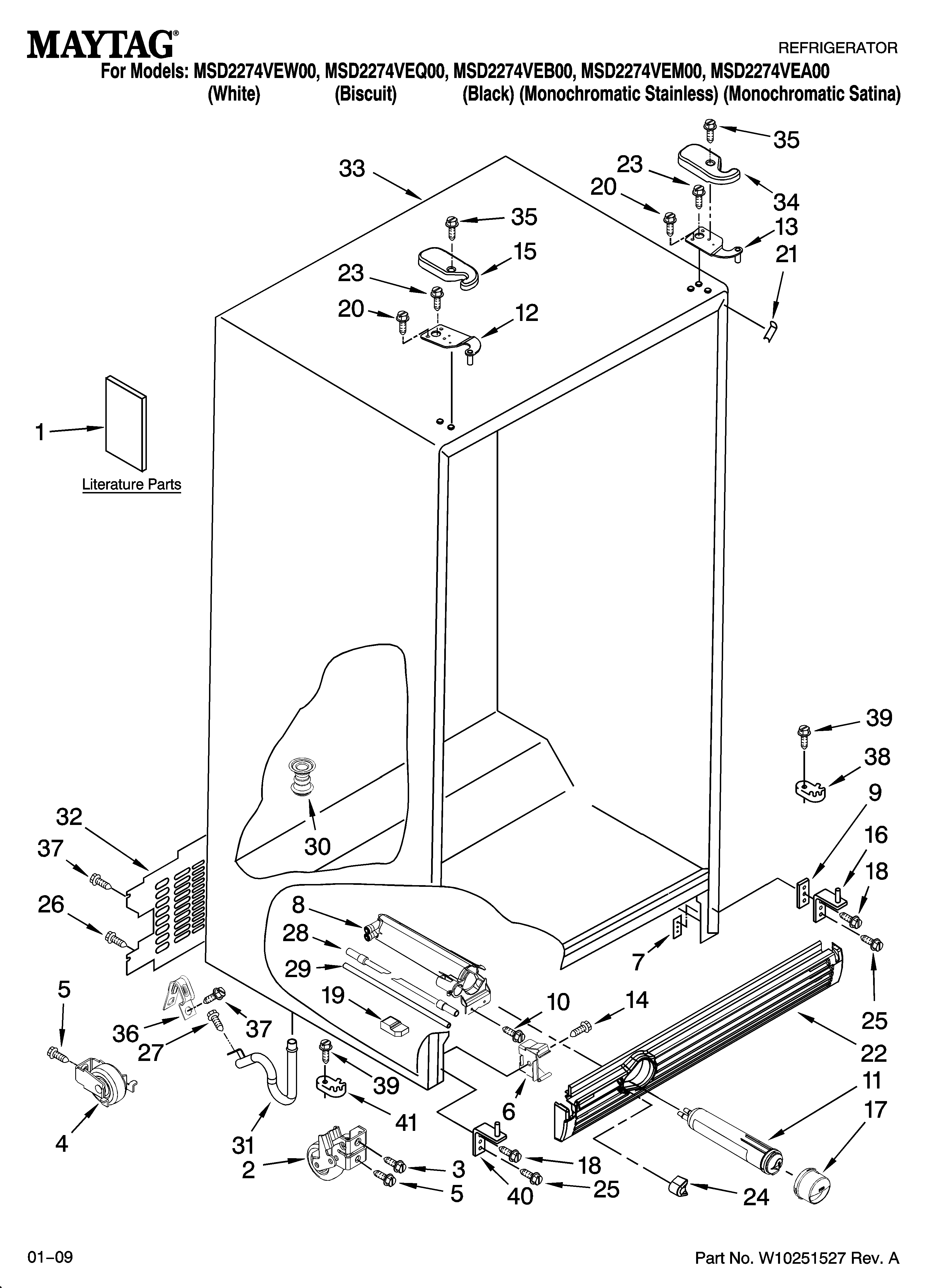 Maytag MSD2274VEQ00 cabinet parts diagram