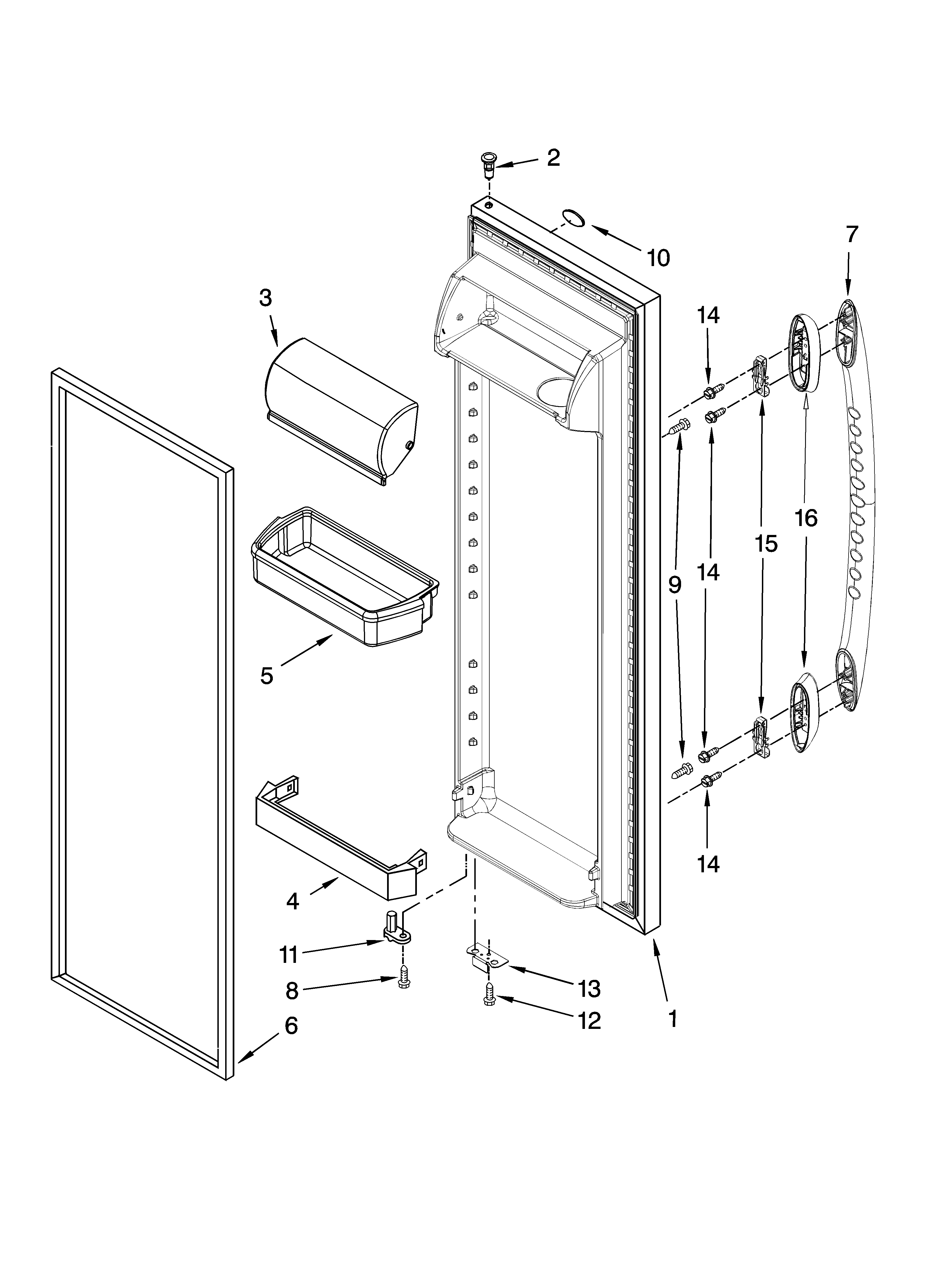 Maytag MSD2542VEW01 refrigerator door parts diagram