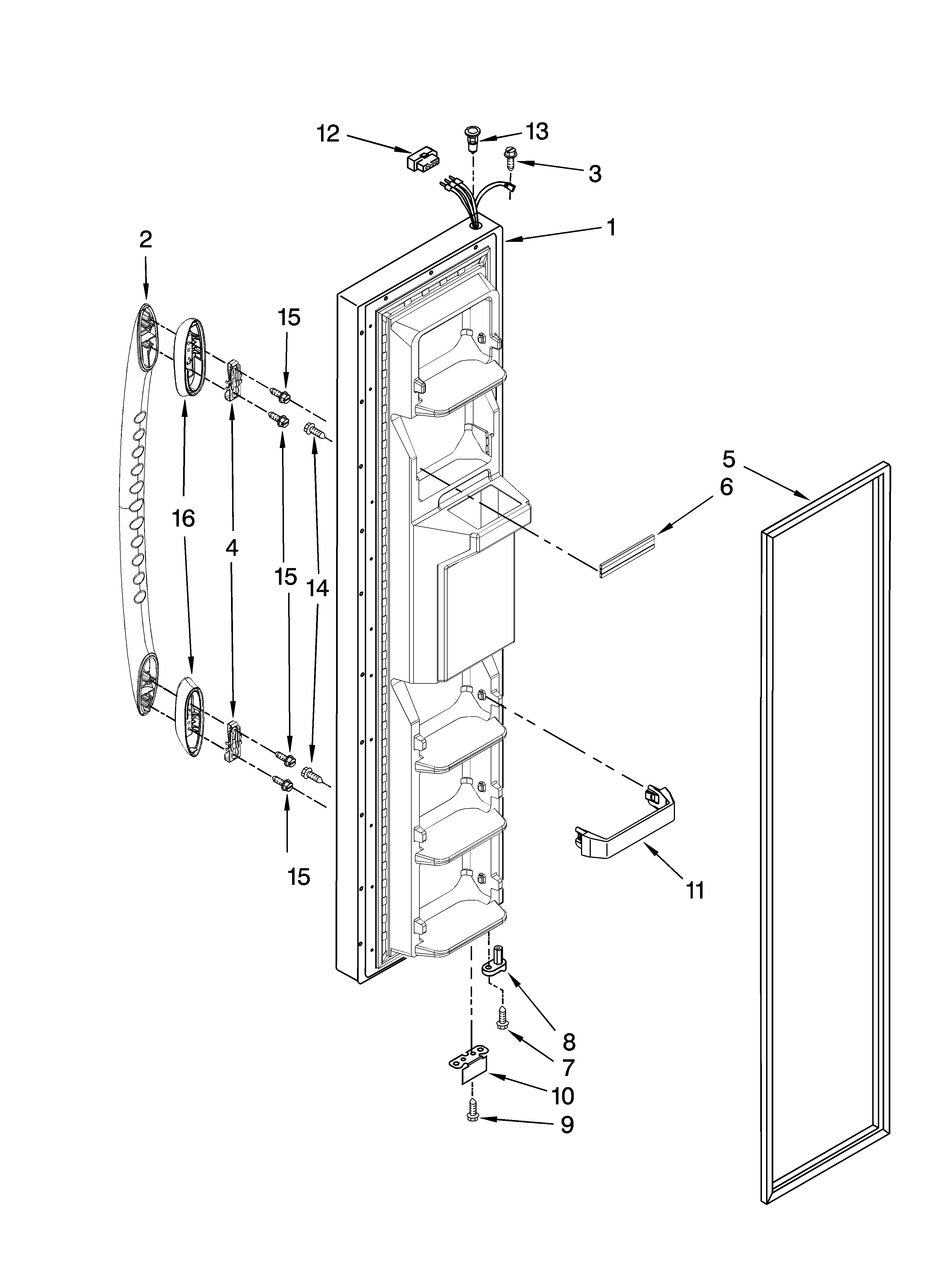 Maytag MSD2542VEW01 freezer door parts diagram