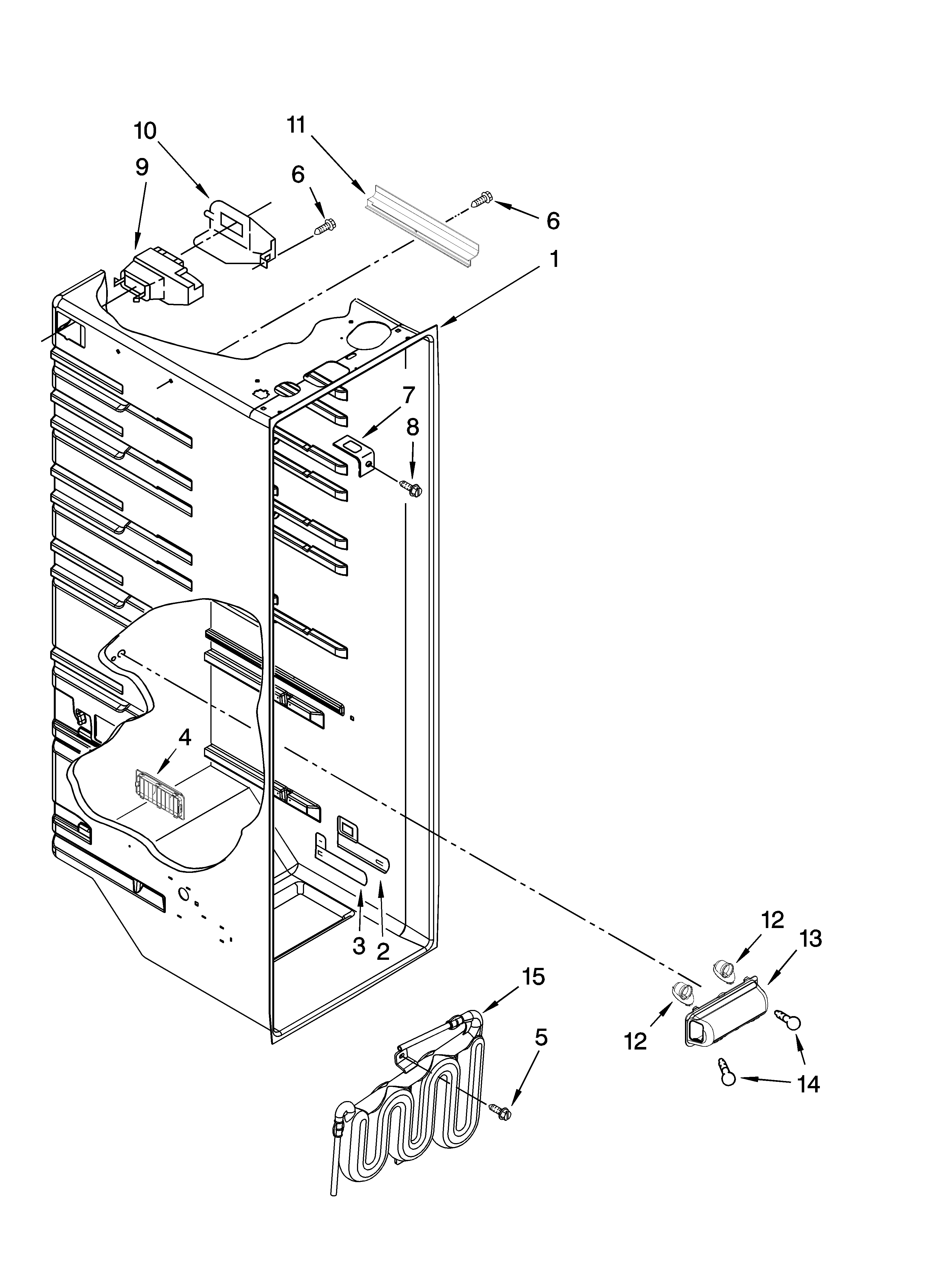 Whirlpool 6ED2FHGXVQ01 refrigerator liner parts diagram