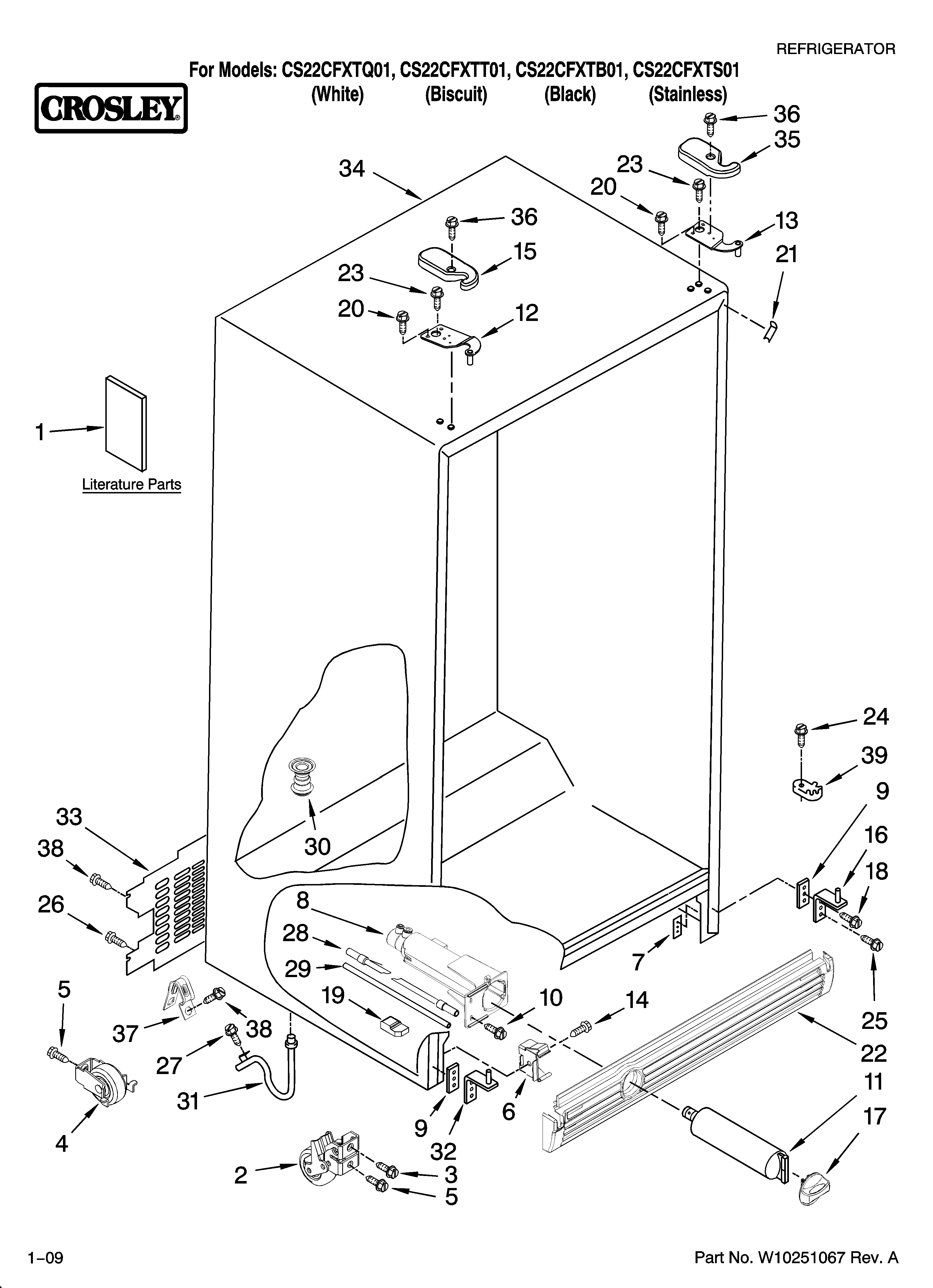 Crosley CS22CFXTB01 cabinet parts diagram