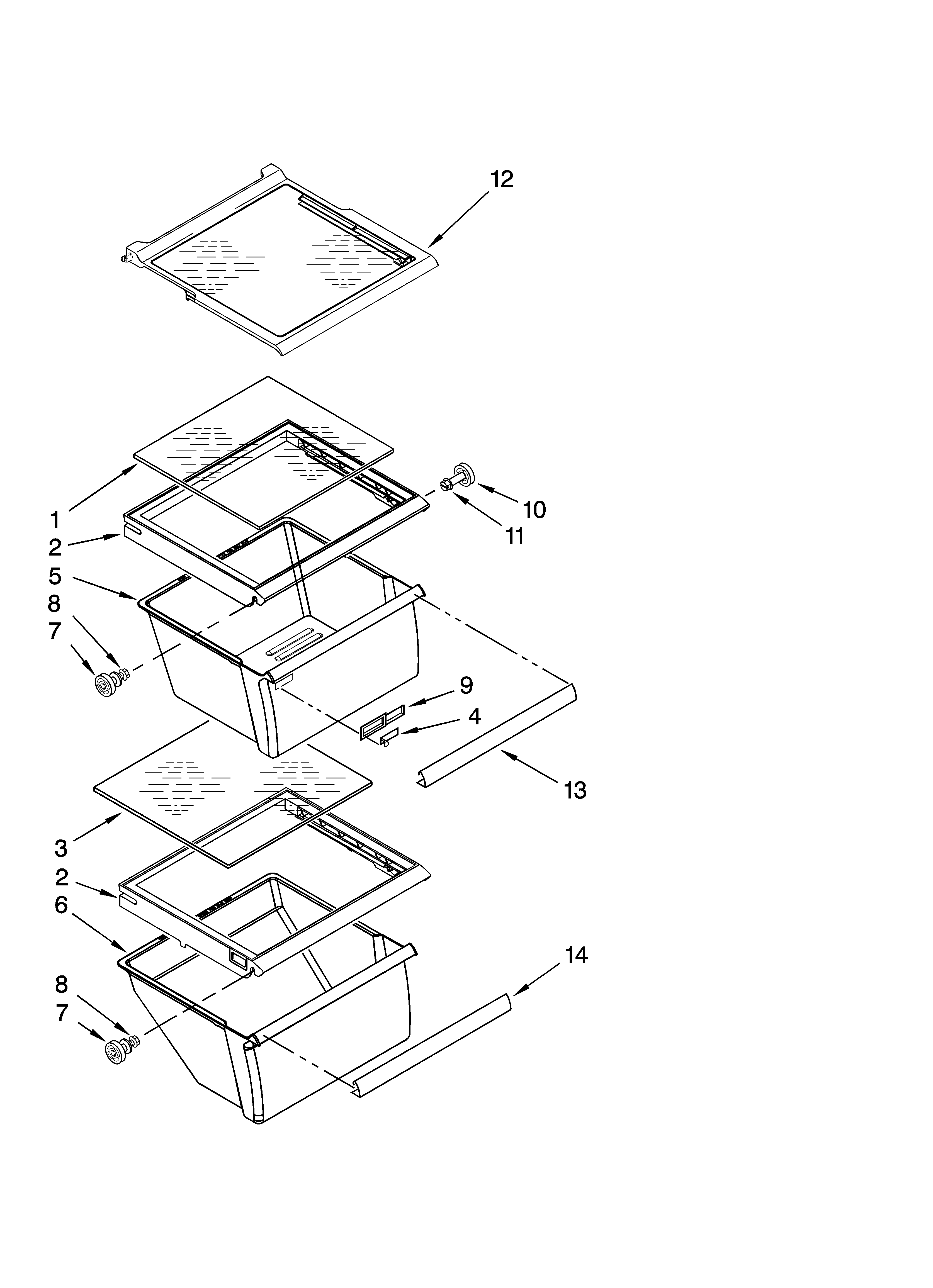 Crosley CS22CFXTB01 refrigerator shelf parts diagram