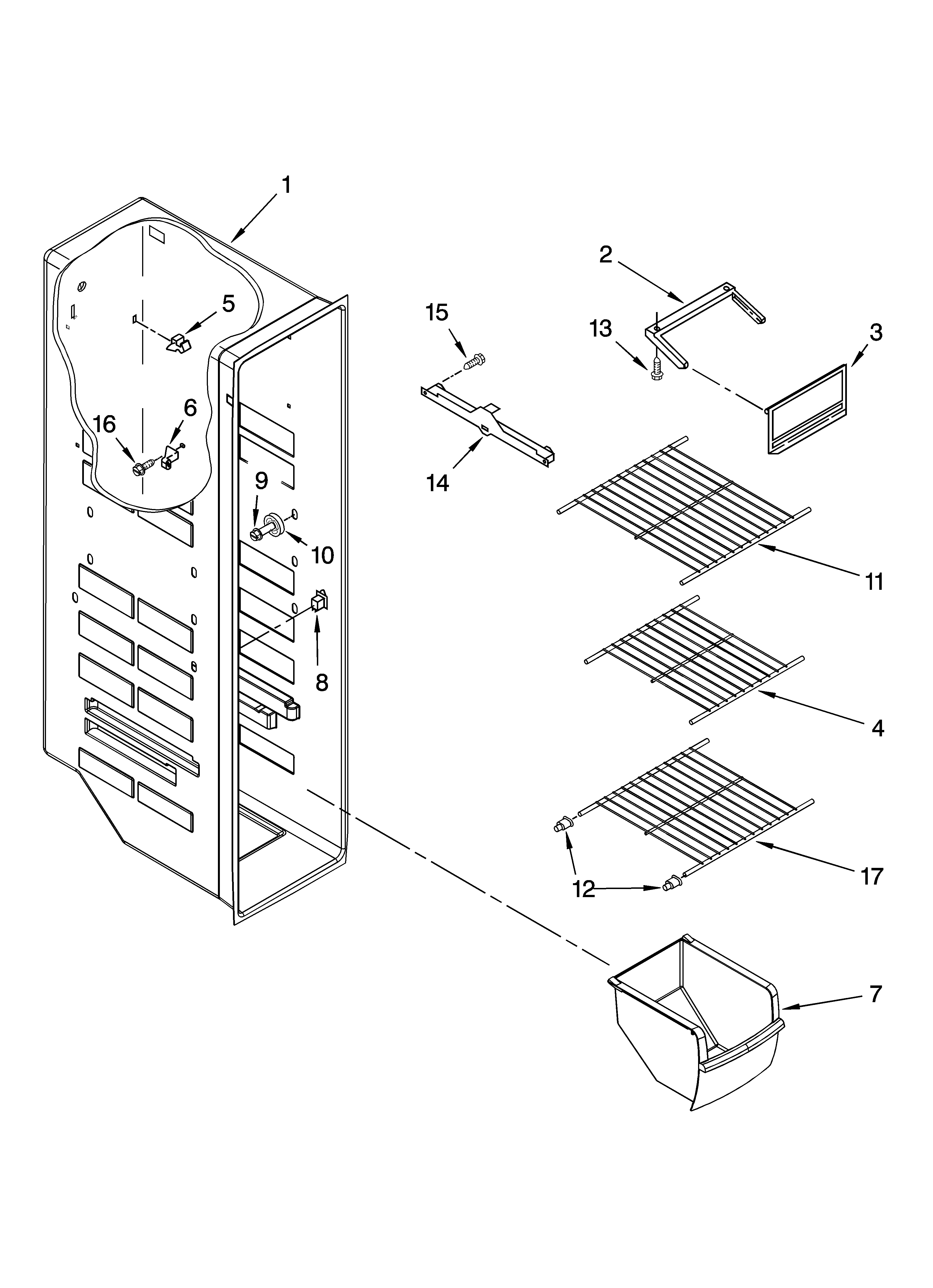 Crosley CS22CFXTB01 freezer liner parts diagram