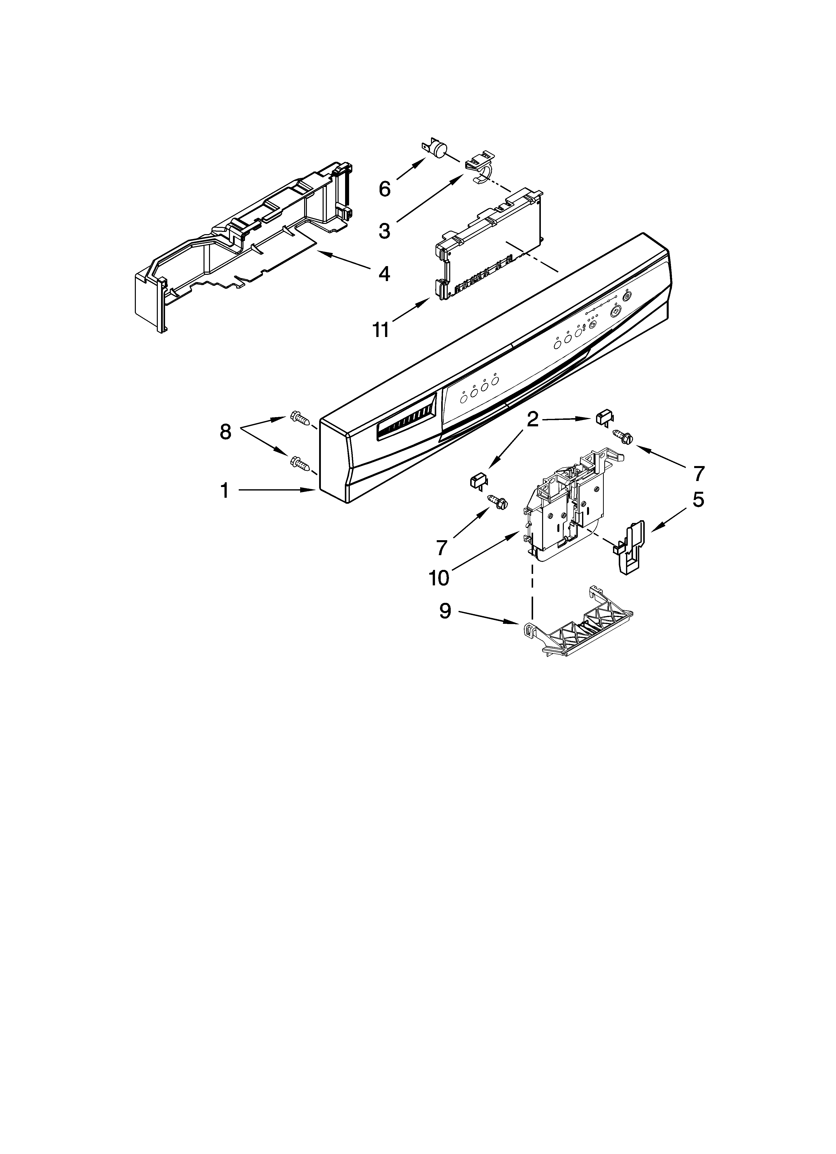 Whirlpool DU1301XTVB1 control panel parts diagram